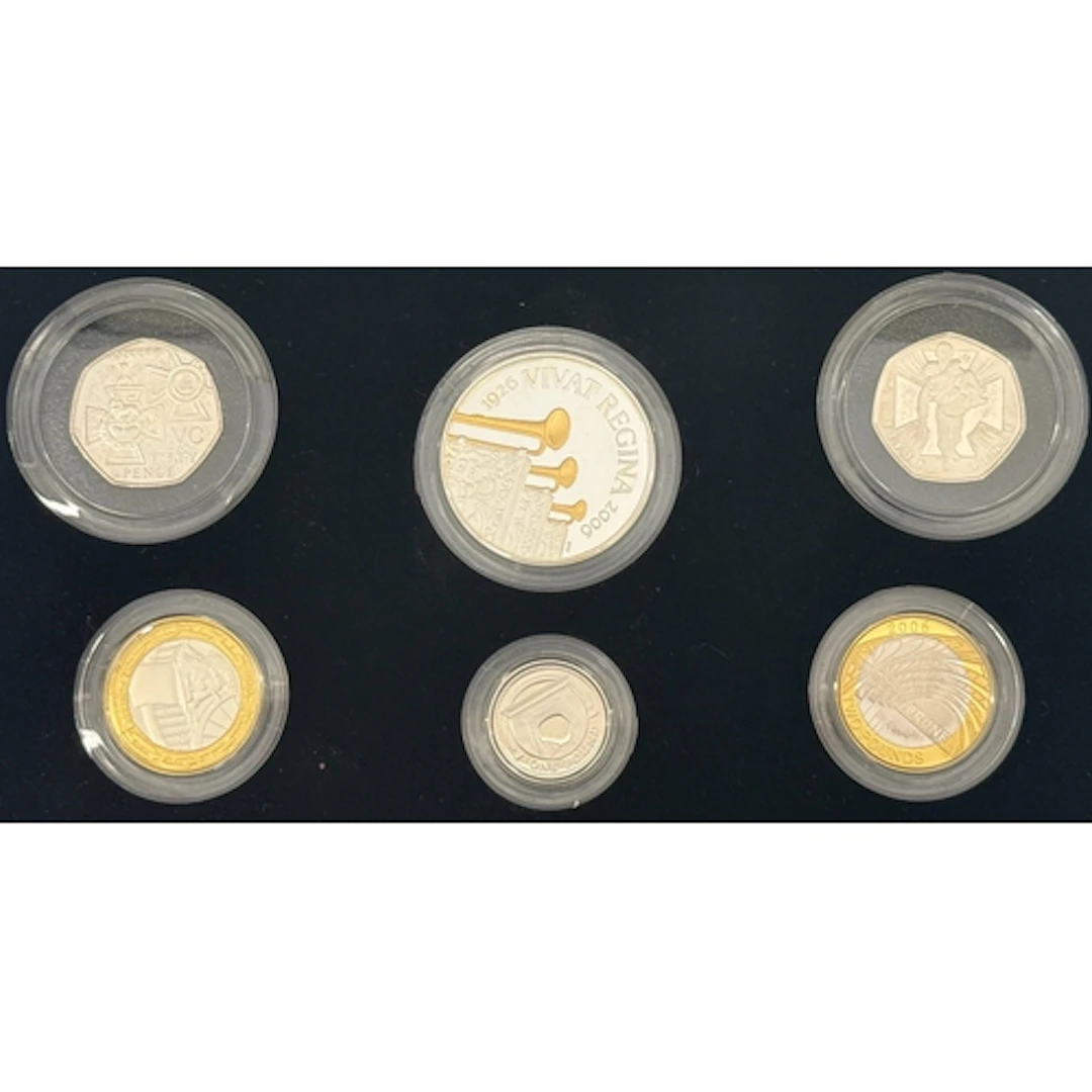 UK 2006 Silver Piedfort Collection, comprising of six coins,...