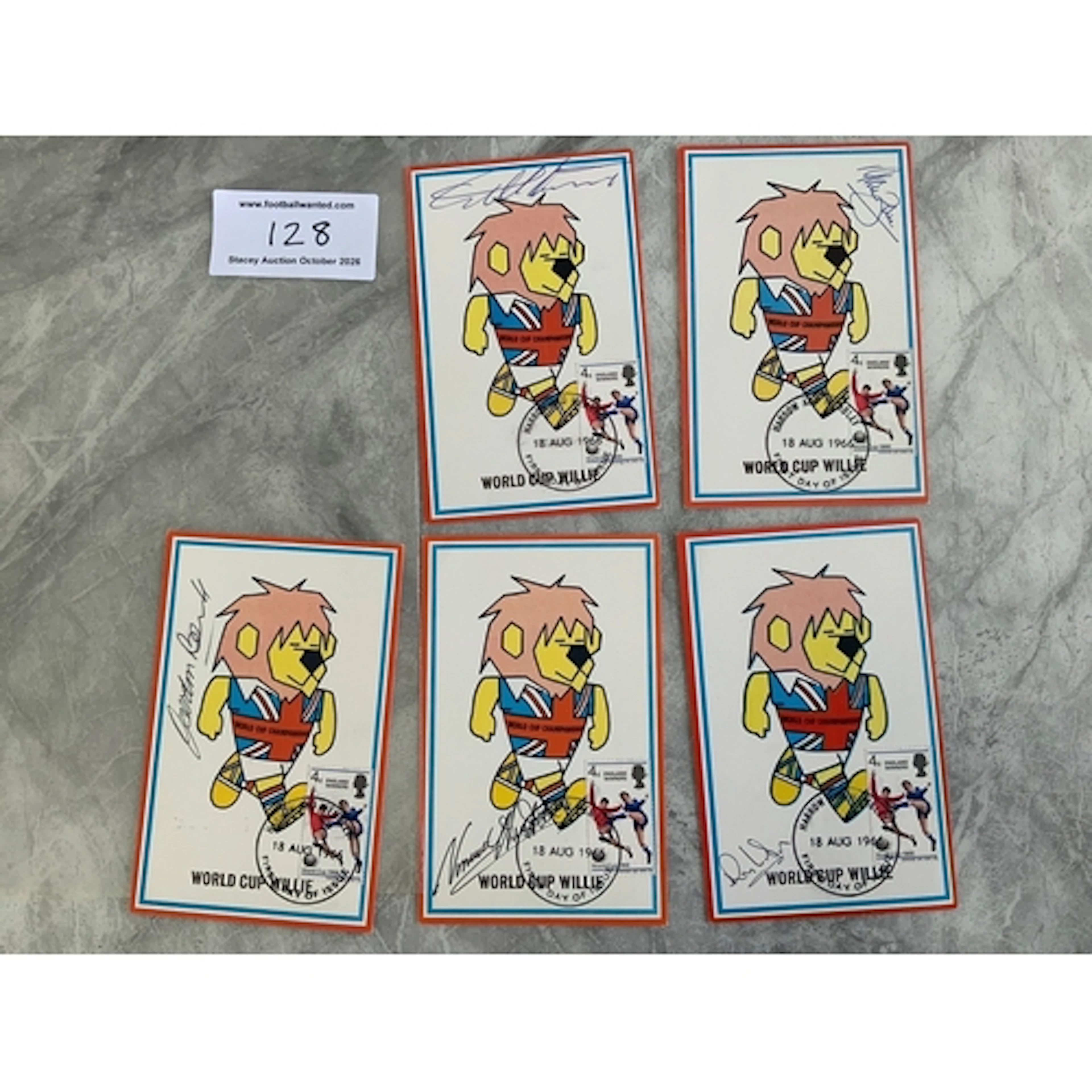1966 England Player World Cup Willie Signed Postcards: Hand ...