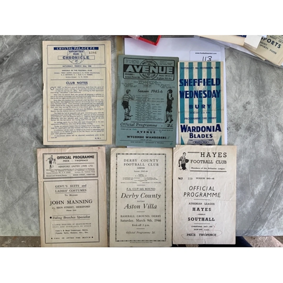45/46 Football Programmes: Includes a home programme of Haye...
