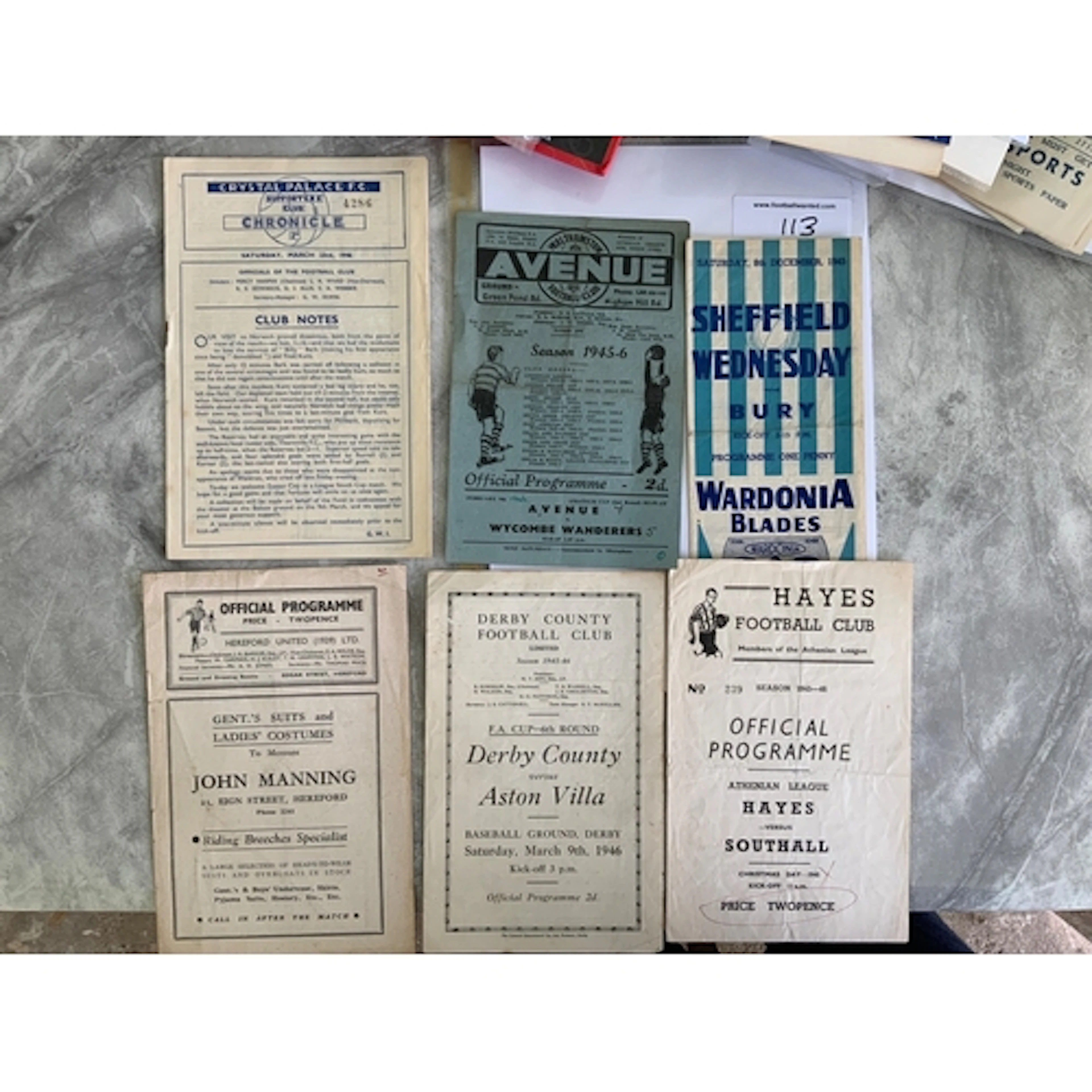 45/46 Football Programmes: Includes a home programme of Haye...