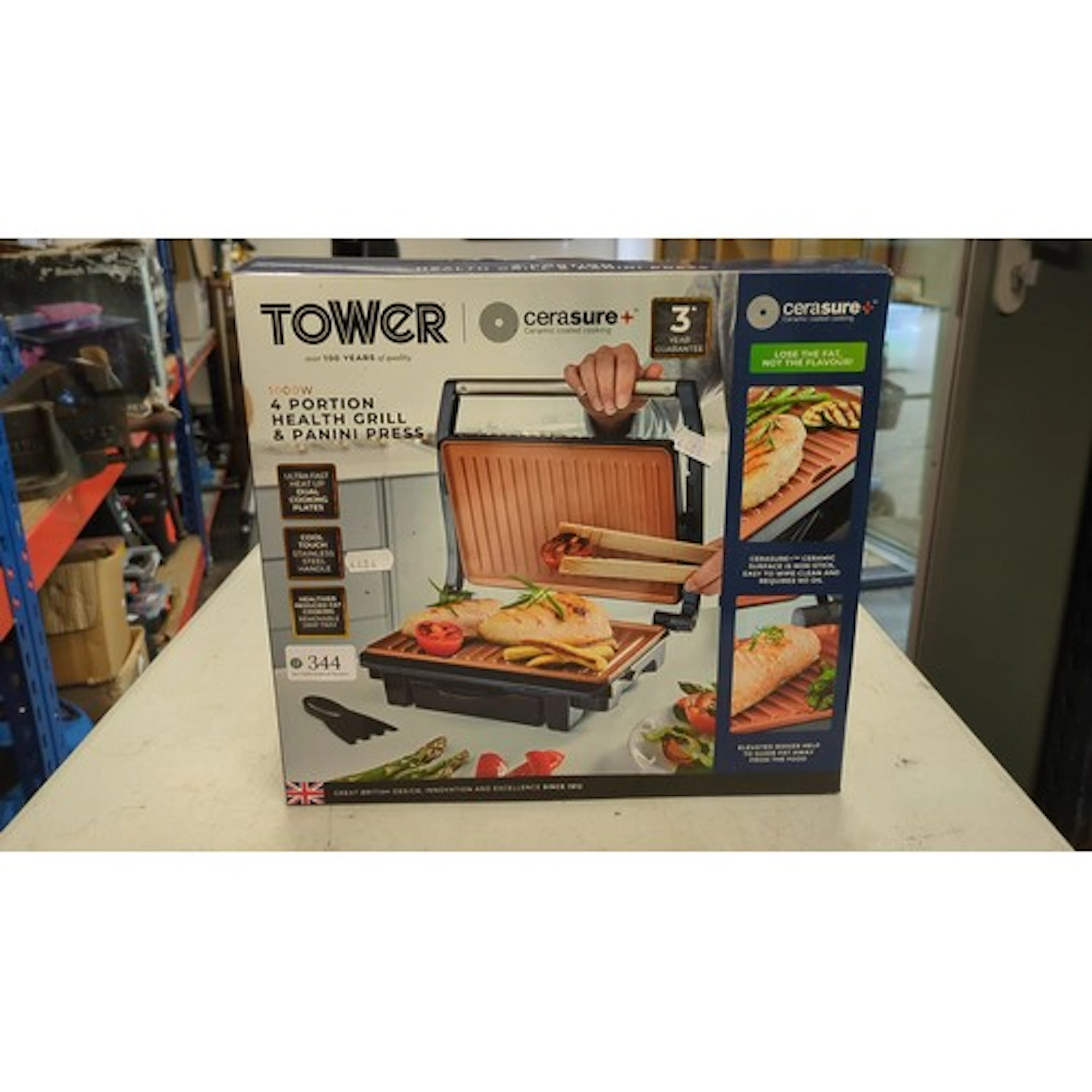 Tower CeraSure+ 1000W four-portion health grill and panini p...