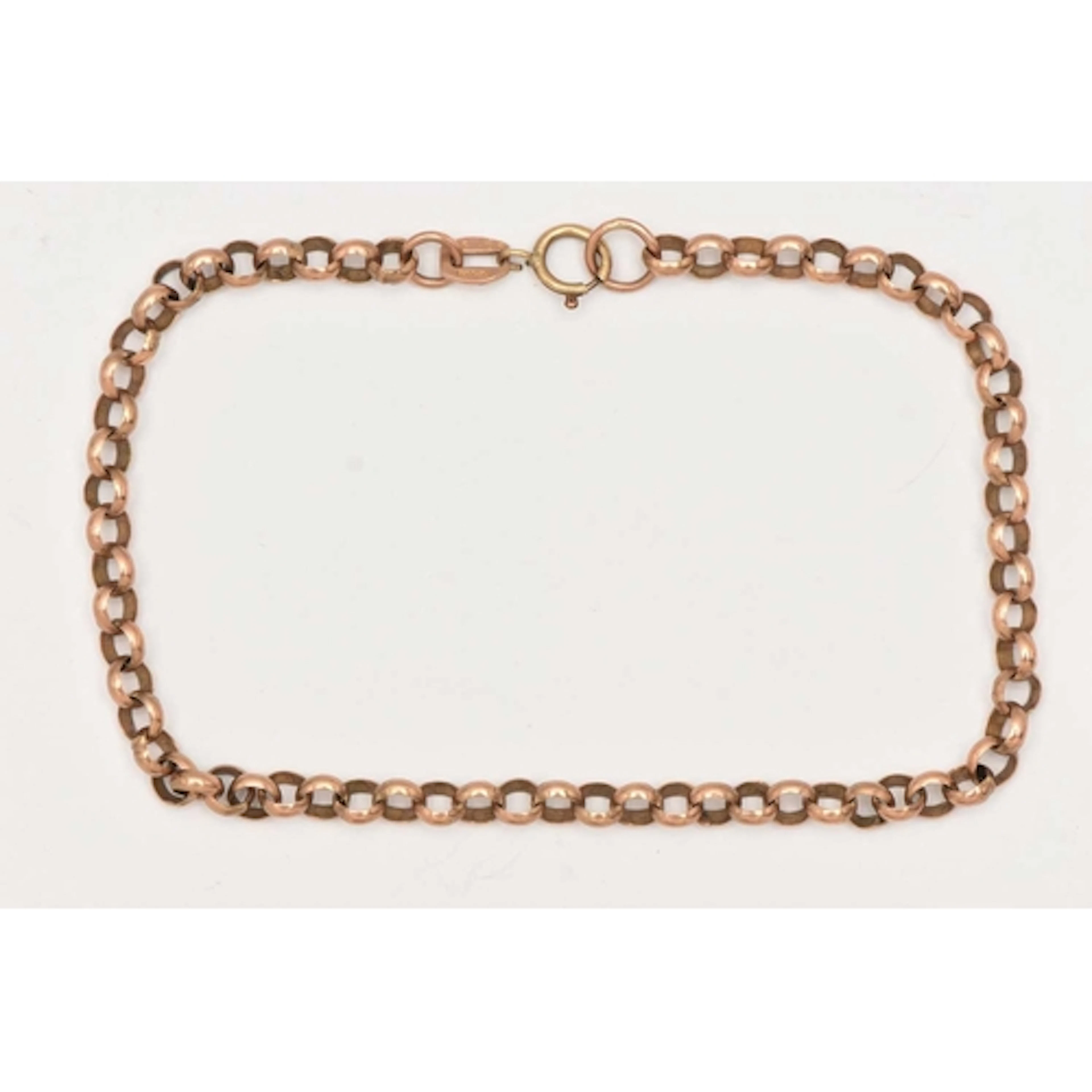 A 9CT ROSE GOLD BELCHER CHAIN BRACELET, chain hallmarked 9ct...