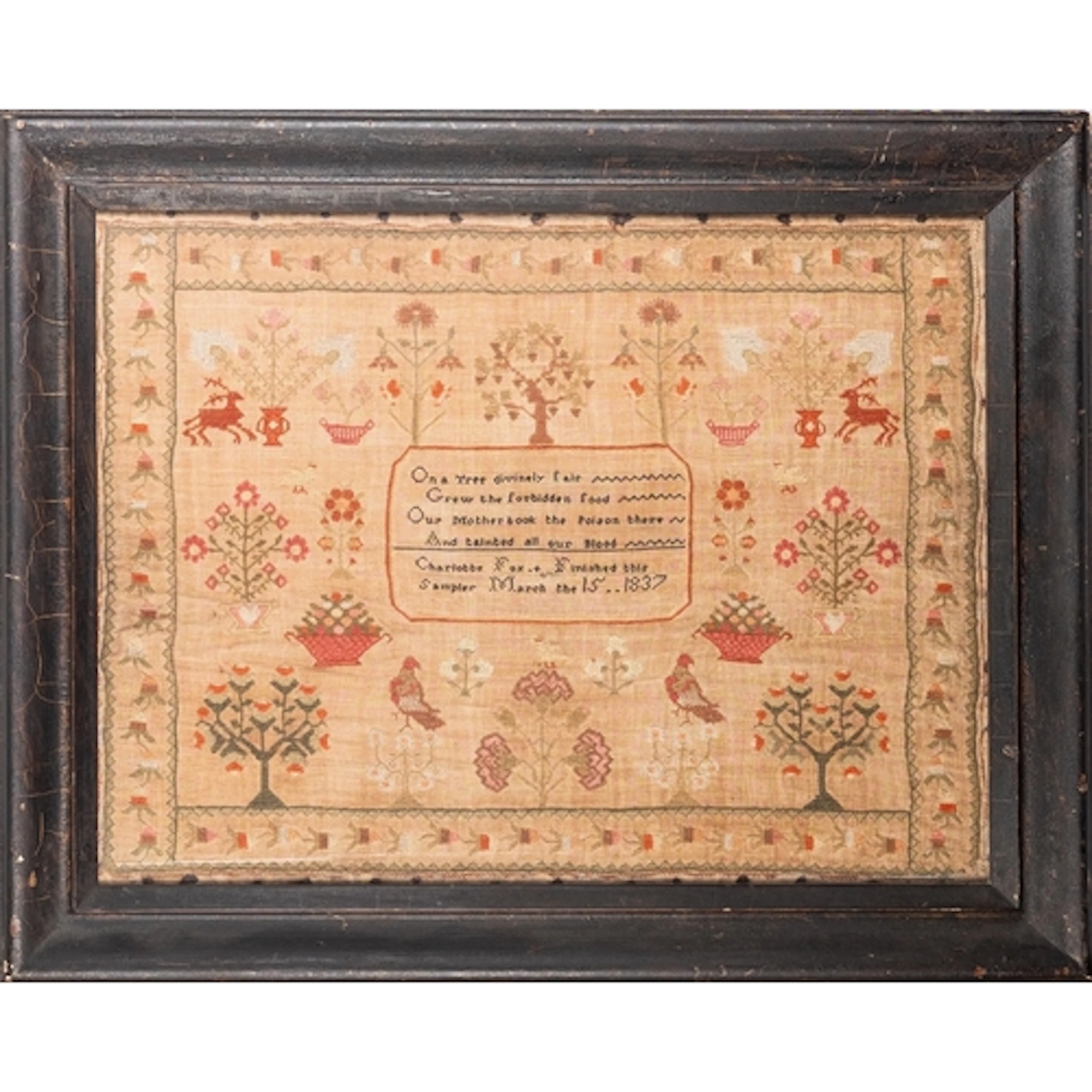 A William IV needlework sampler, the work of Charlotte Fox, ...