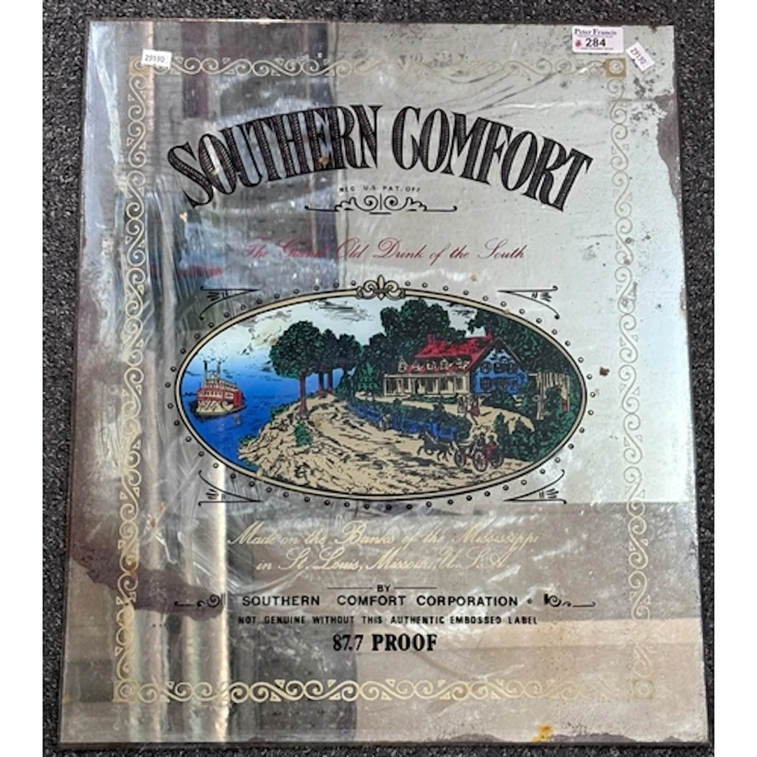 Unframed Southern Comfort advertising mirror. 56x44cm approx...