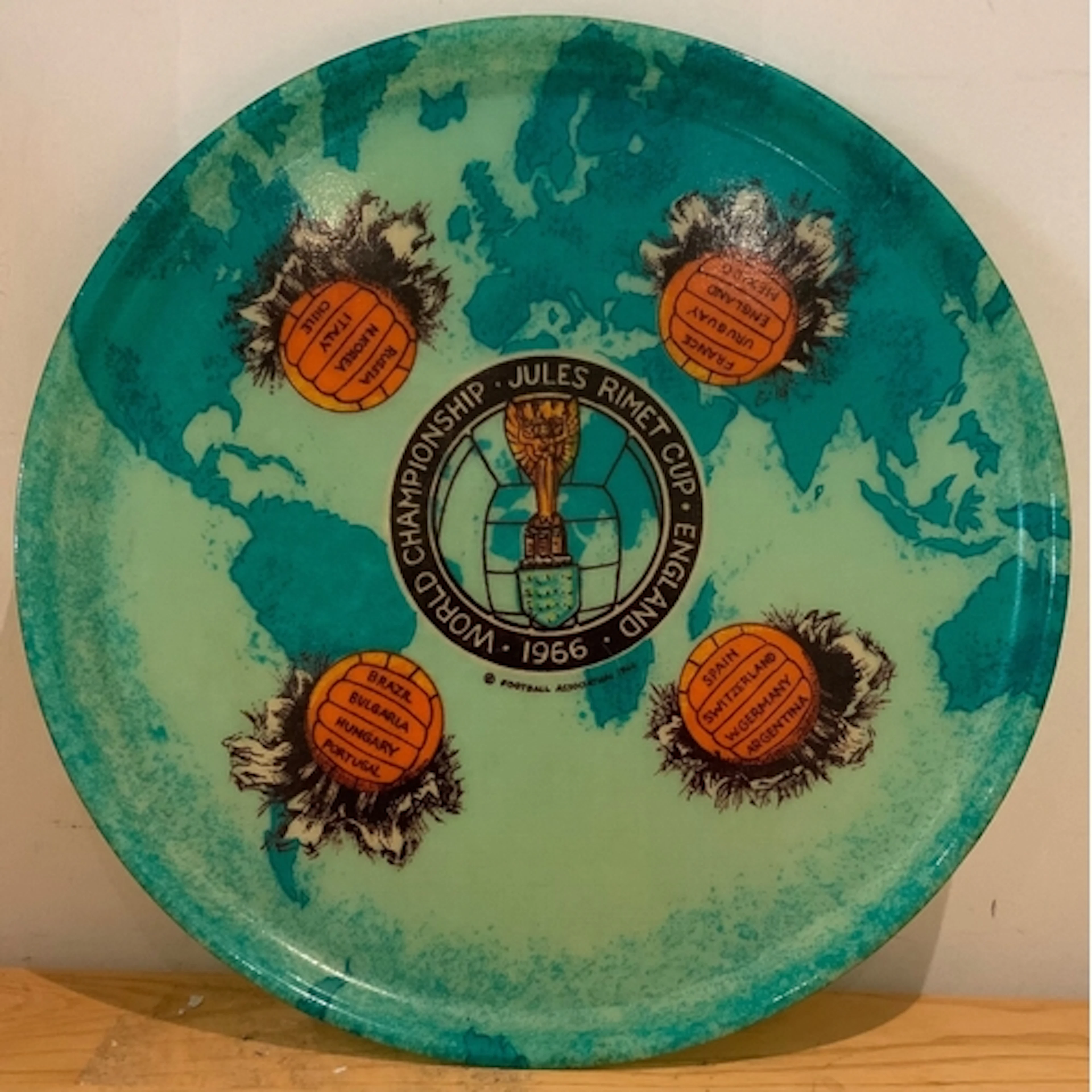 1966 World Cup Football Tournament Tray: Large 14 inch plast...