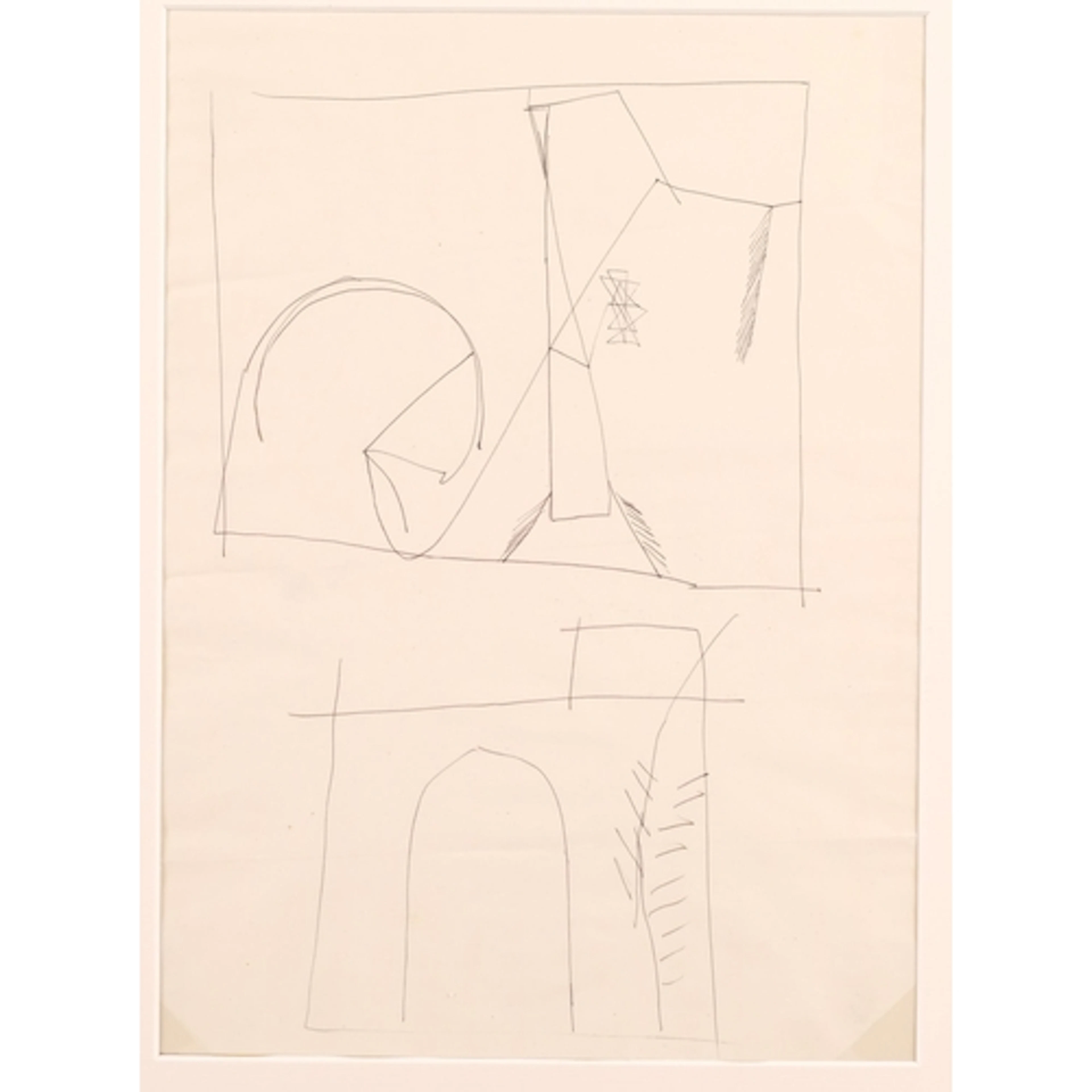 Francis Newton Souza. Souza drawing in ink of buildings on ‘...