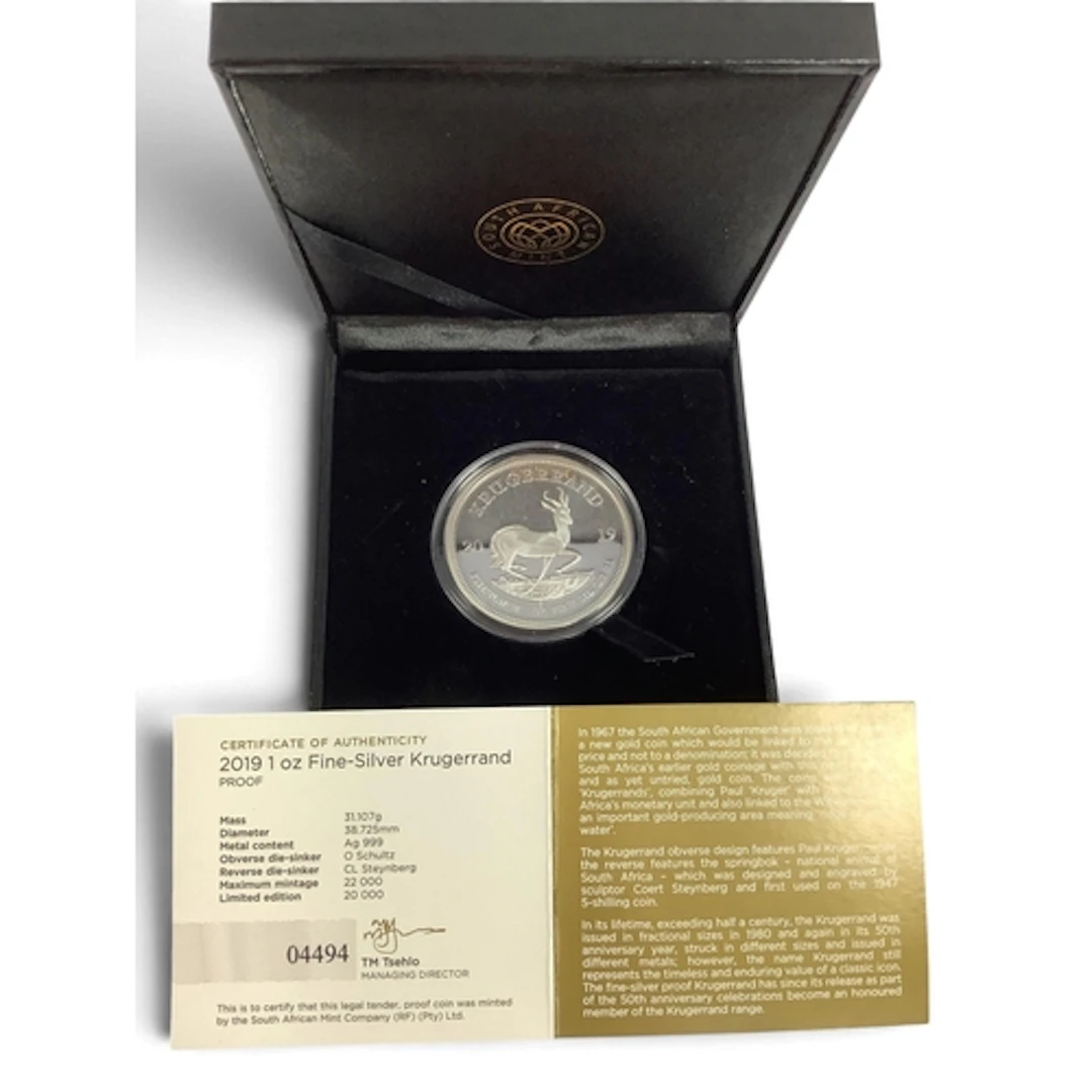 2019 South African Mint Fine Silver Proof One Ounce Krugerra...