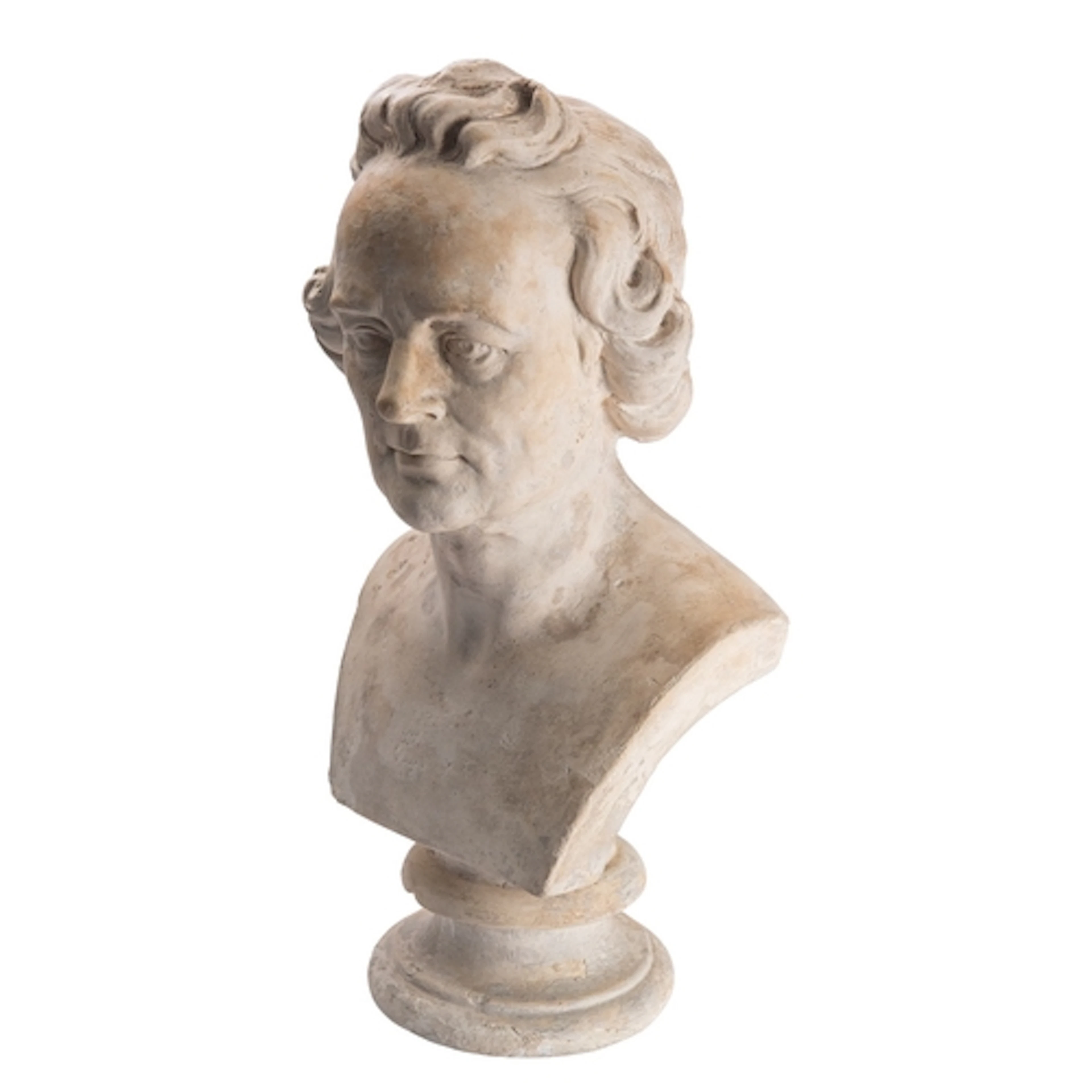 A plaster library bust of a gentleman, previously identified...