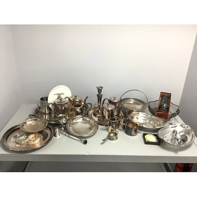 Assorted Plated Ware, including trays, swing handled dish, h...