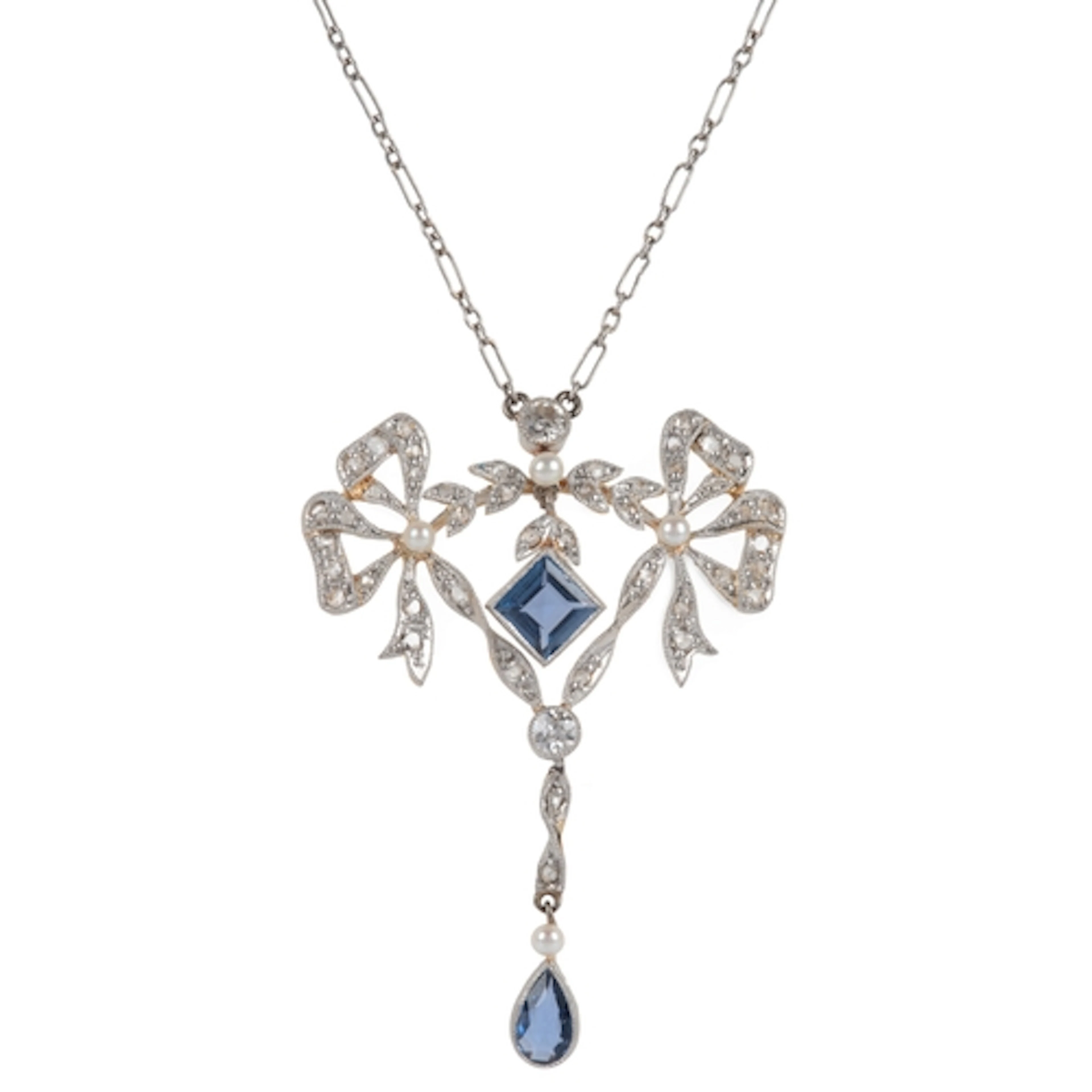 A Belle Epoque sapphire and diamond pendant necklace, early ...