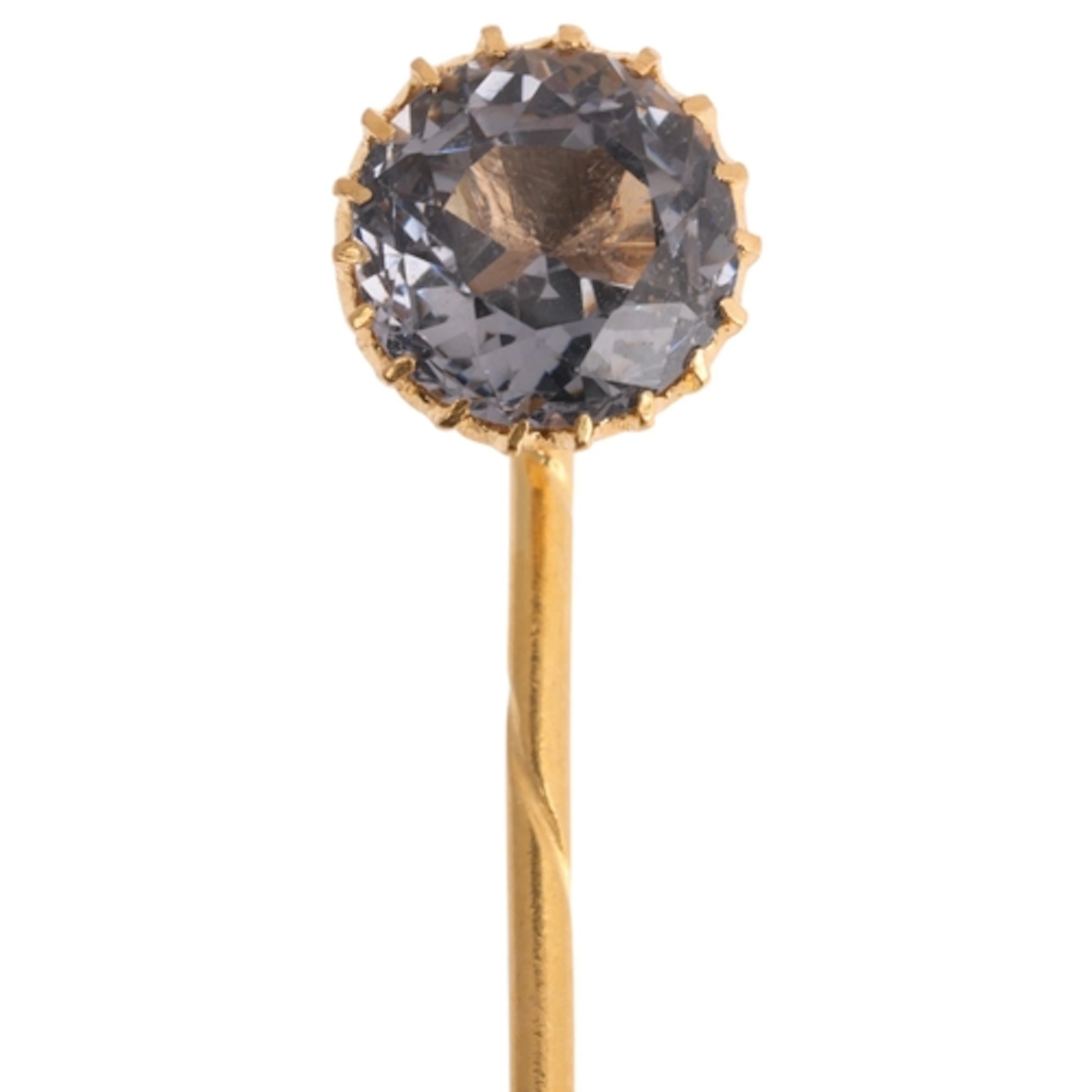 An Antique gold blue spinel stickpin, claw set with 2.20ct r...