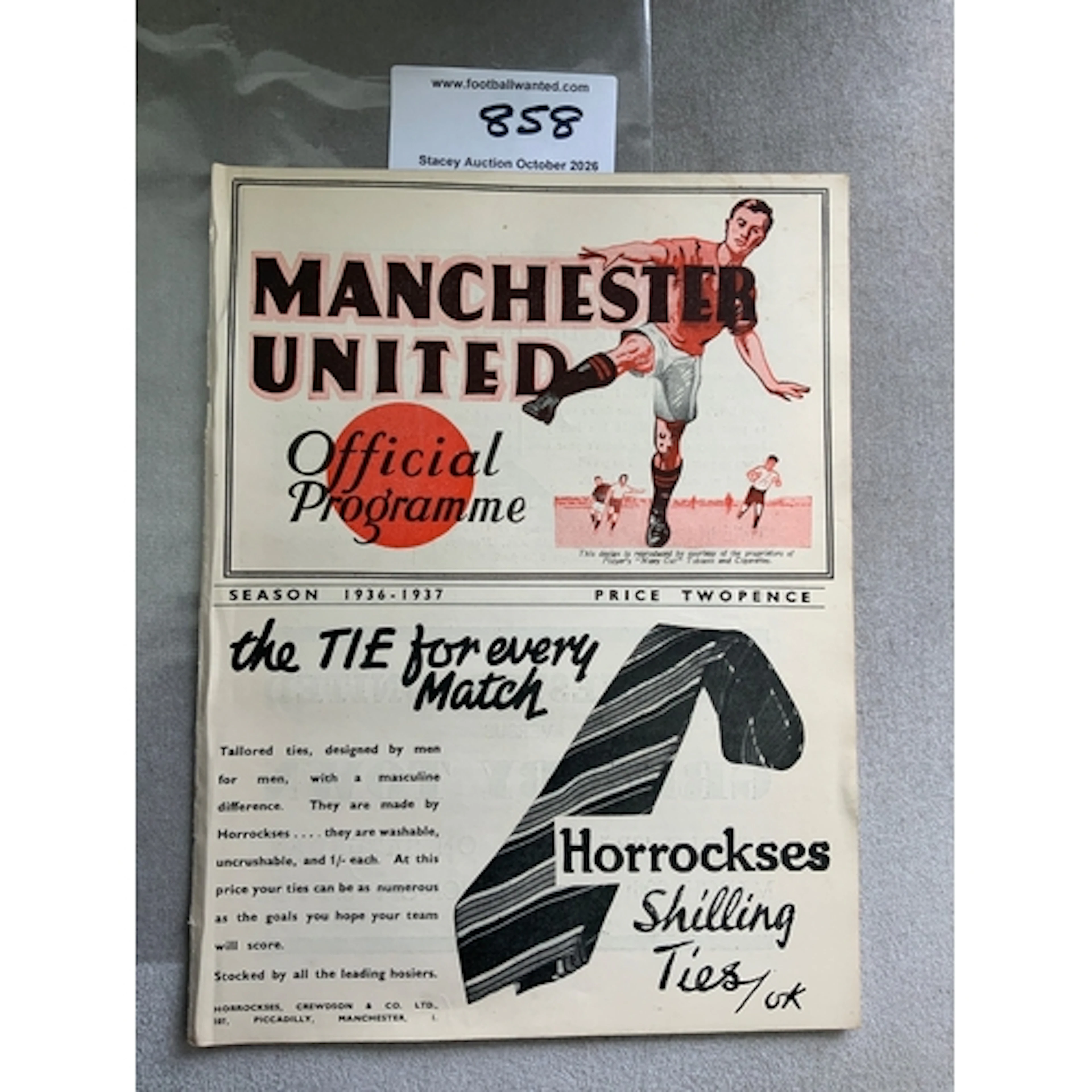 1936 - 1937 Manchester United v Stoke City Football Programm...