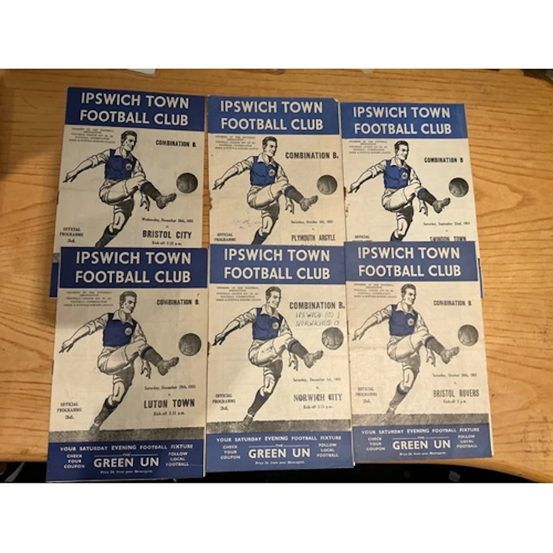 51/52 Ipswich Town Home Reserve Football Programmes: Footbal...