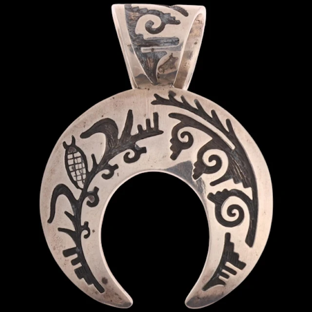 A Native American South Western sterling silver crescent moo...