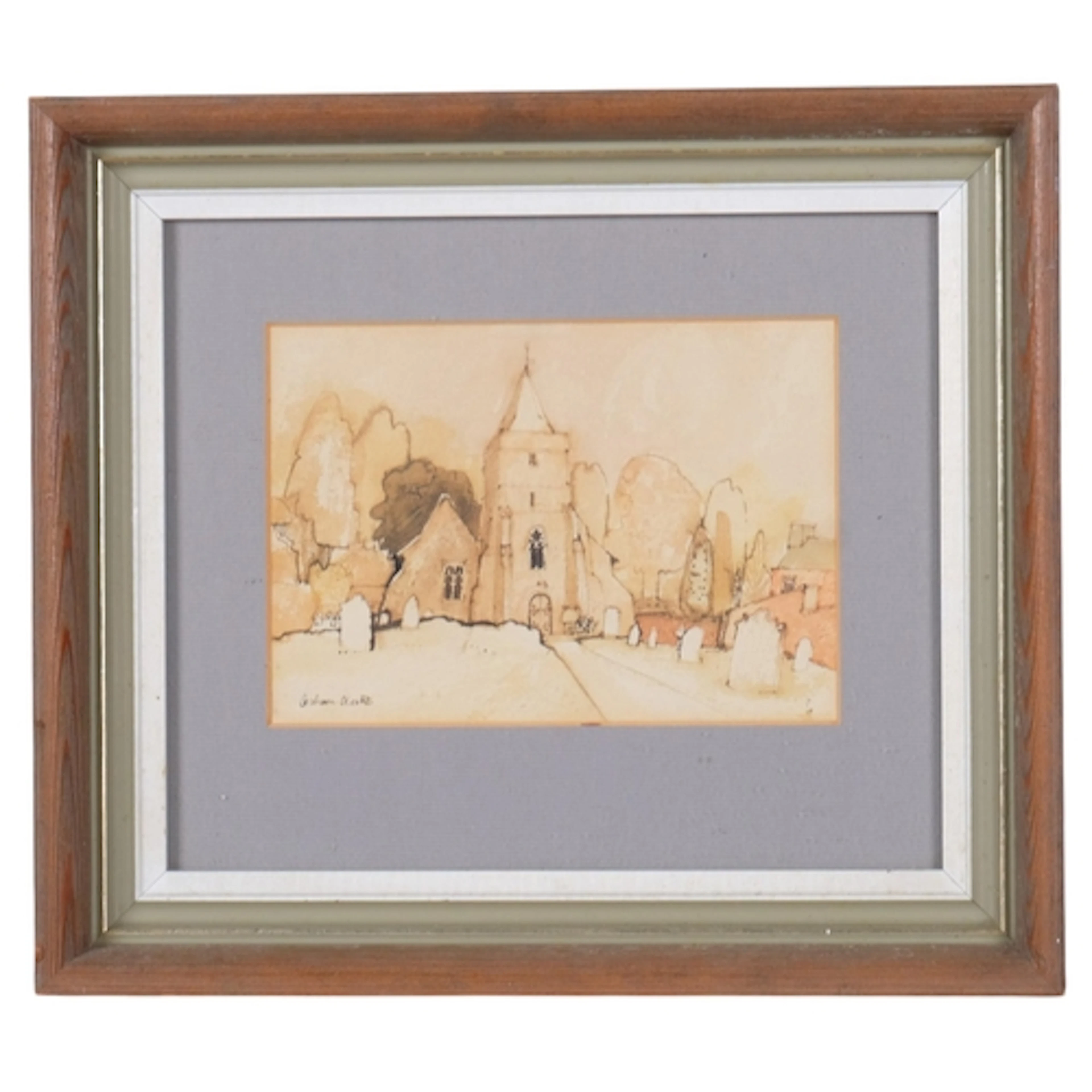 Graham Clarke (born 1941), country church, watercolour, 12cm...