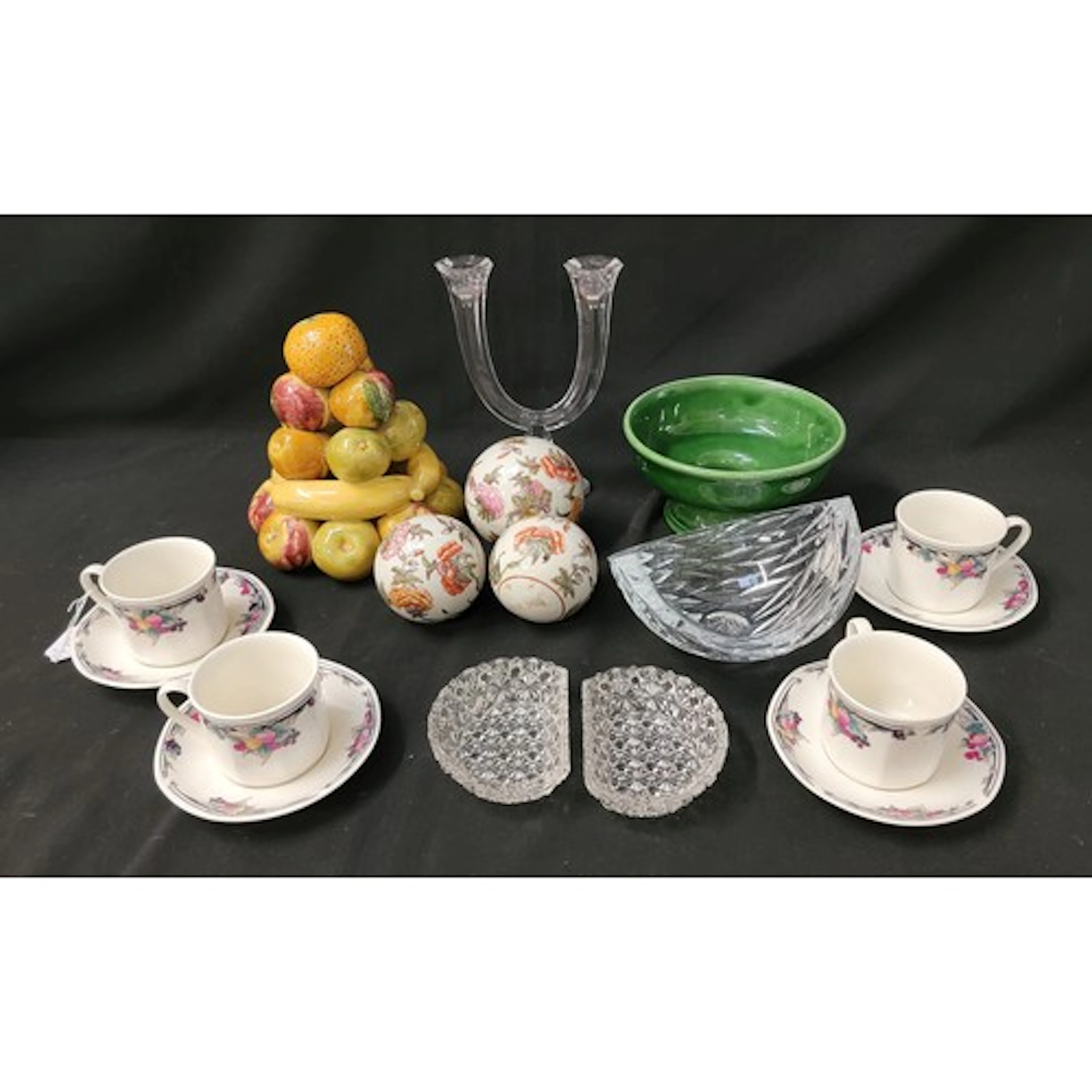SELECTION OF CERAMICS AND GLASS WARE including three floral ...