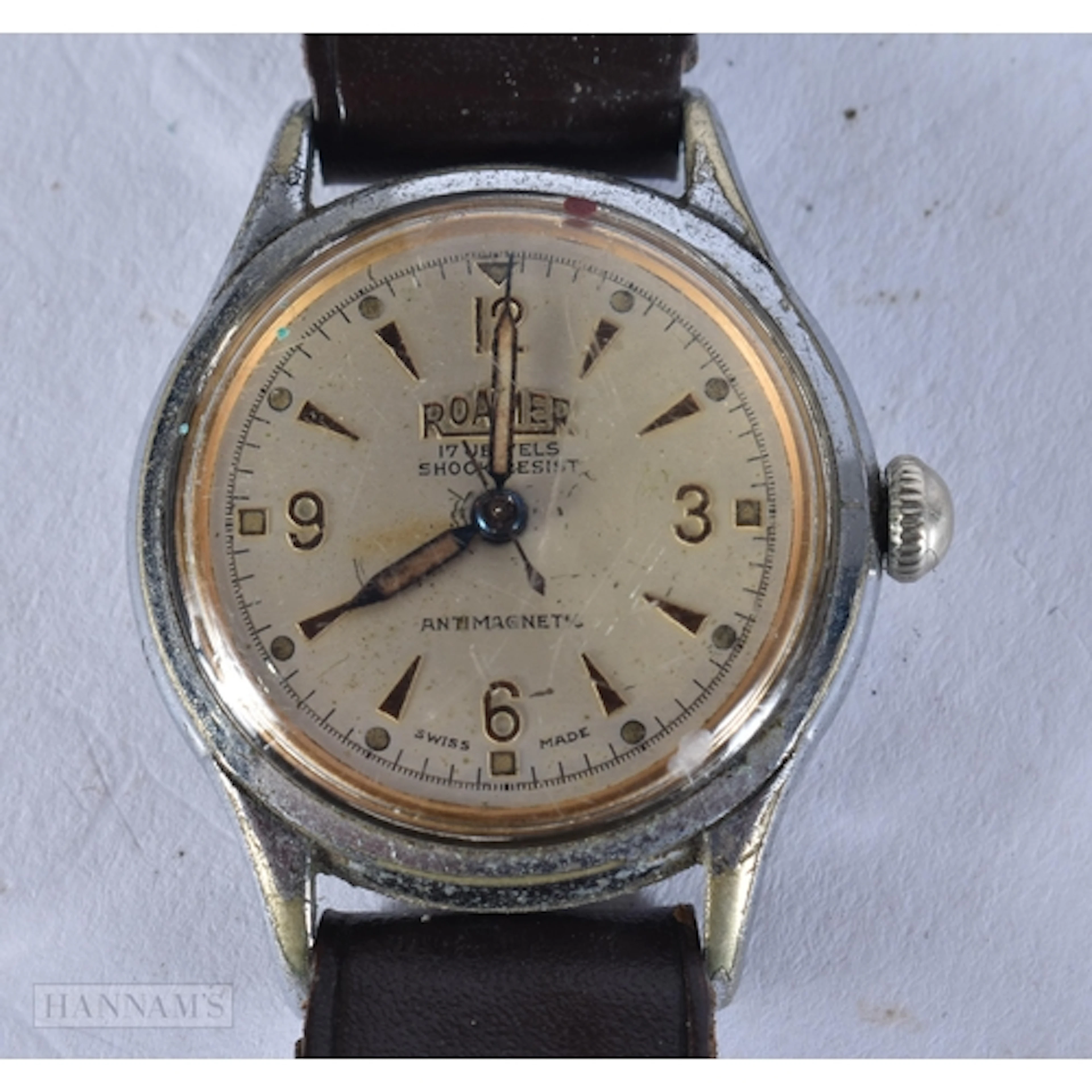 A ROAMER WATCH. 3.2 cm including crown. not running