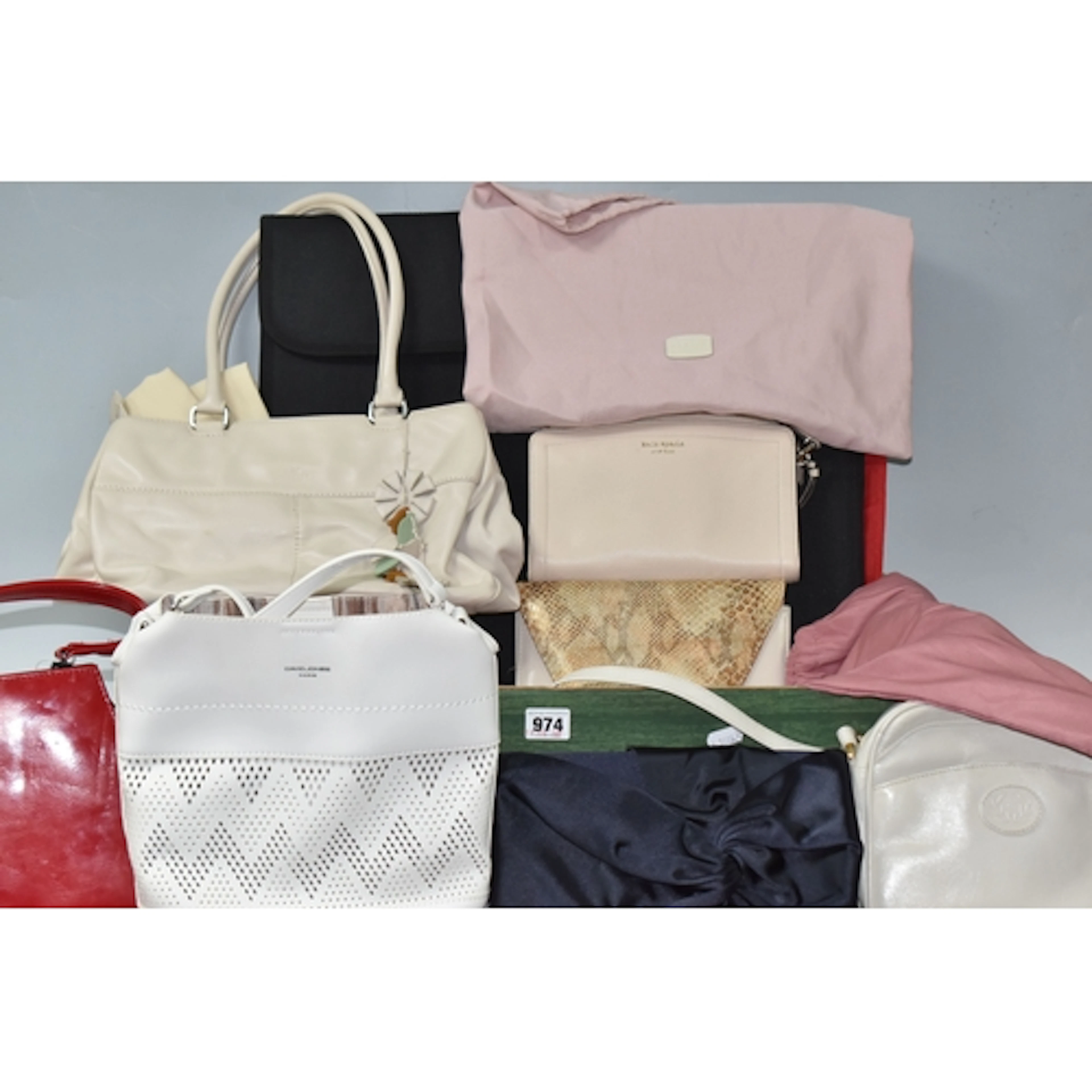 ONE BOX OF BRANDED HANDBAGS, to include a Radley London crea...