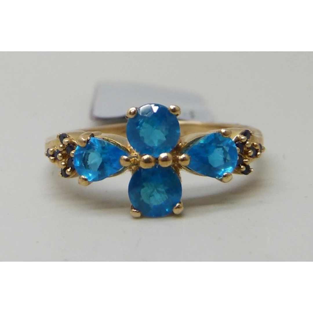 A Gemporia 9ct gold, blue stone and sapphire ring, with tag,...