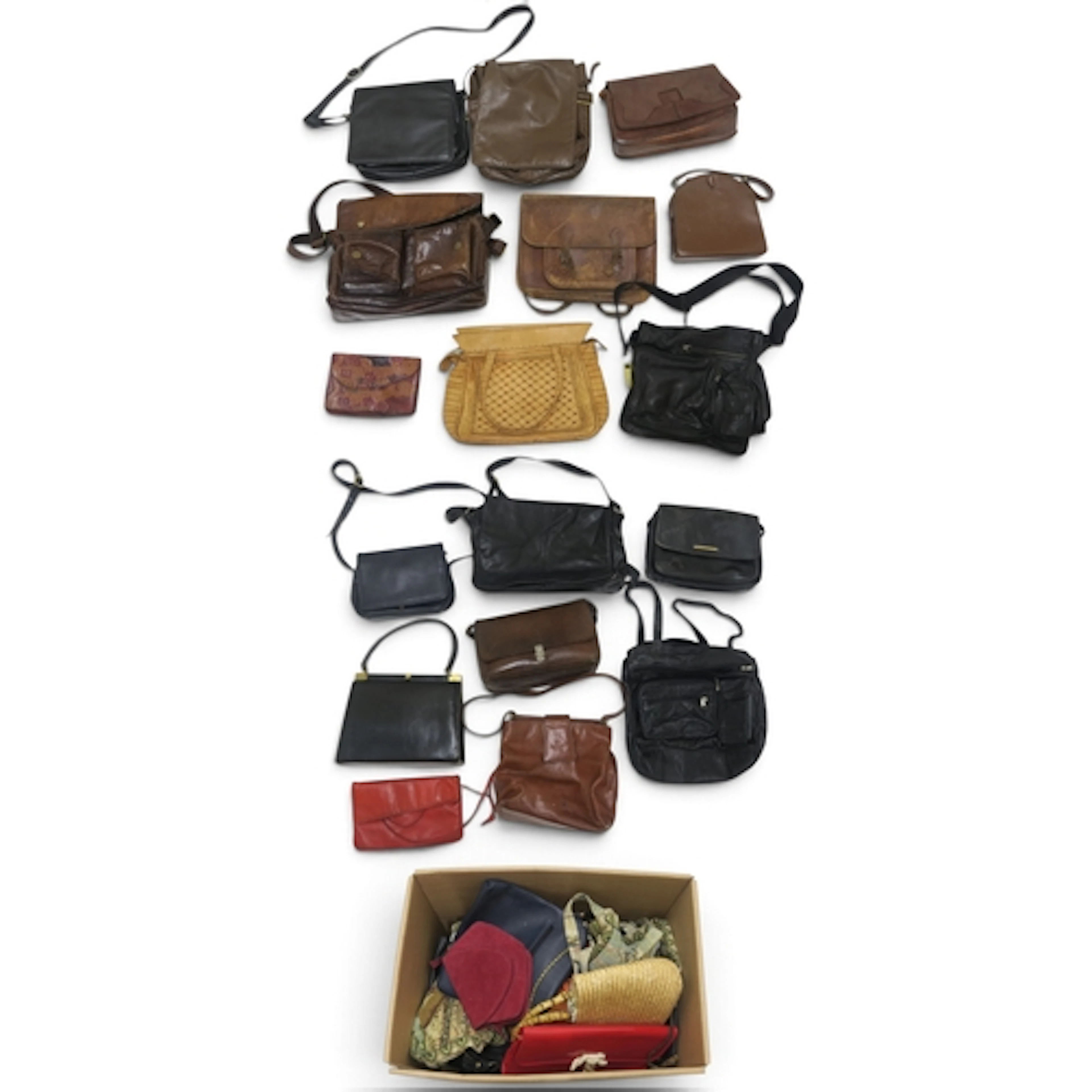 Vintage leather bags including a Rowallan satchel, and assor...