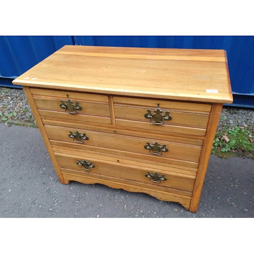 LATE 19TH OR EARLY 20TH CENTURY WALNUT CHEST OF 2 SHORT OVER...