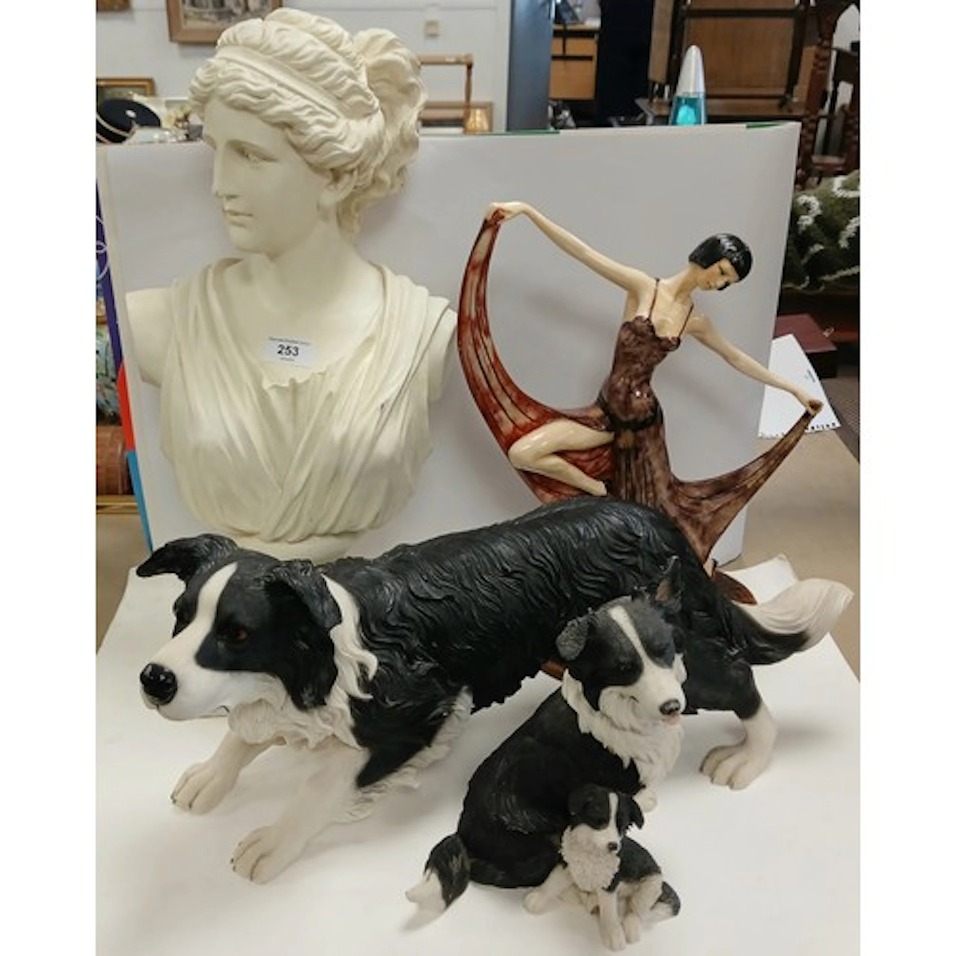 Plastic model of a classical bust, an art deco style figure,...
