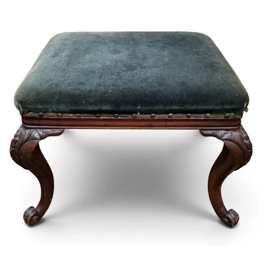 A good 19th Century Mahogany rectangular Stool with highly c...