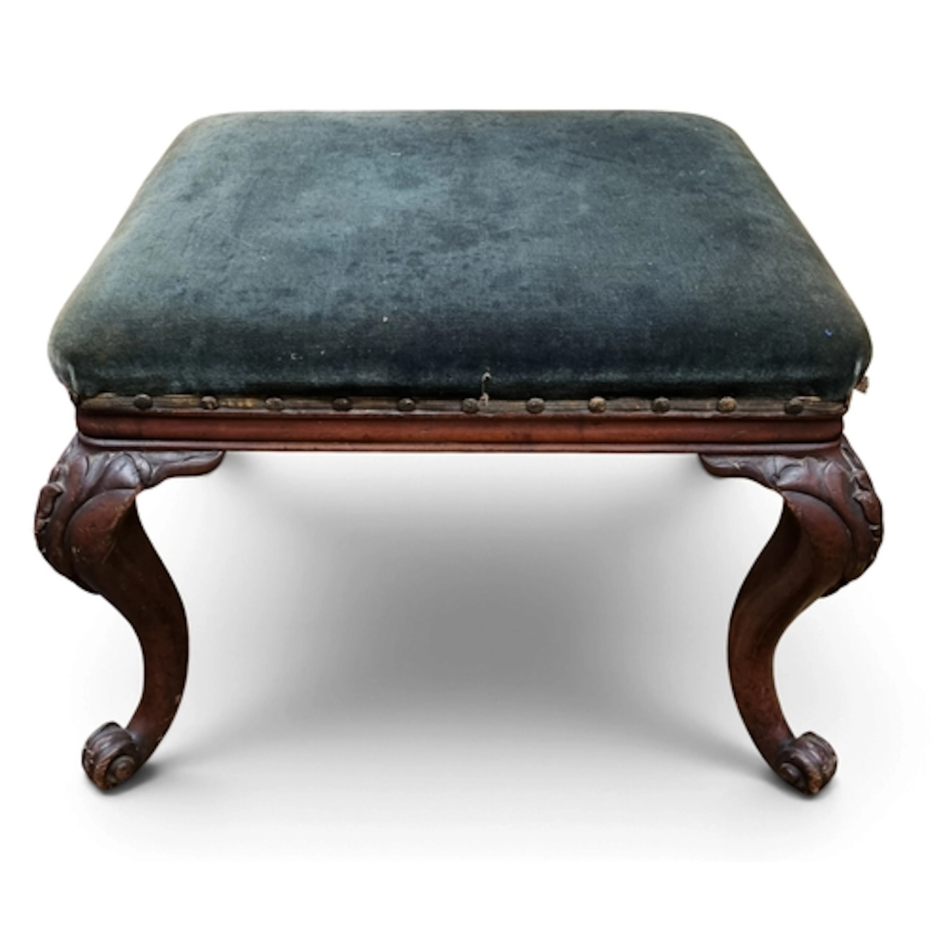 A good 19th Century Mahogany rectangular Stool with highly c...