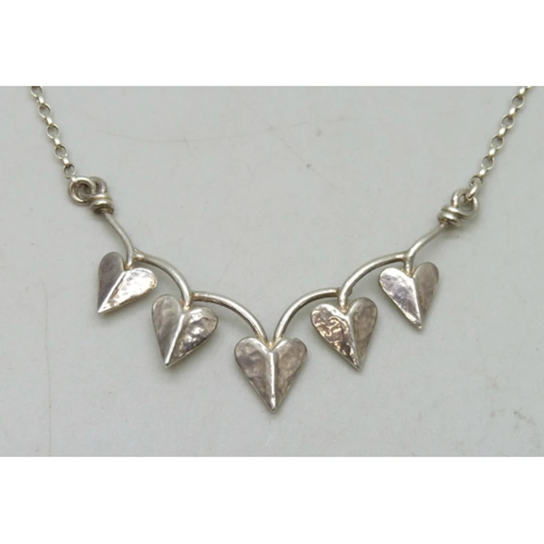 A silver Arts & Crafts style leaf design necklace, 46.5cm