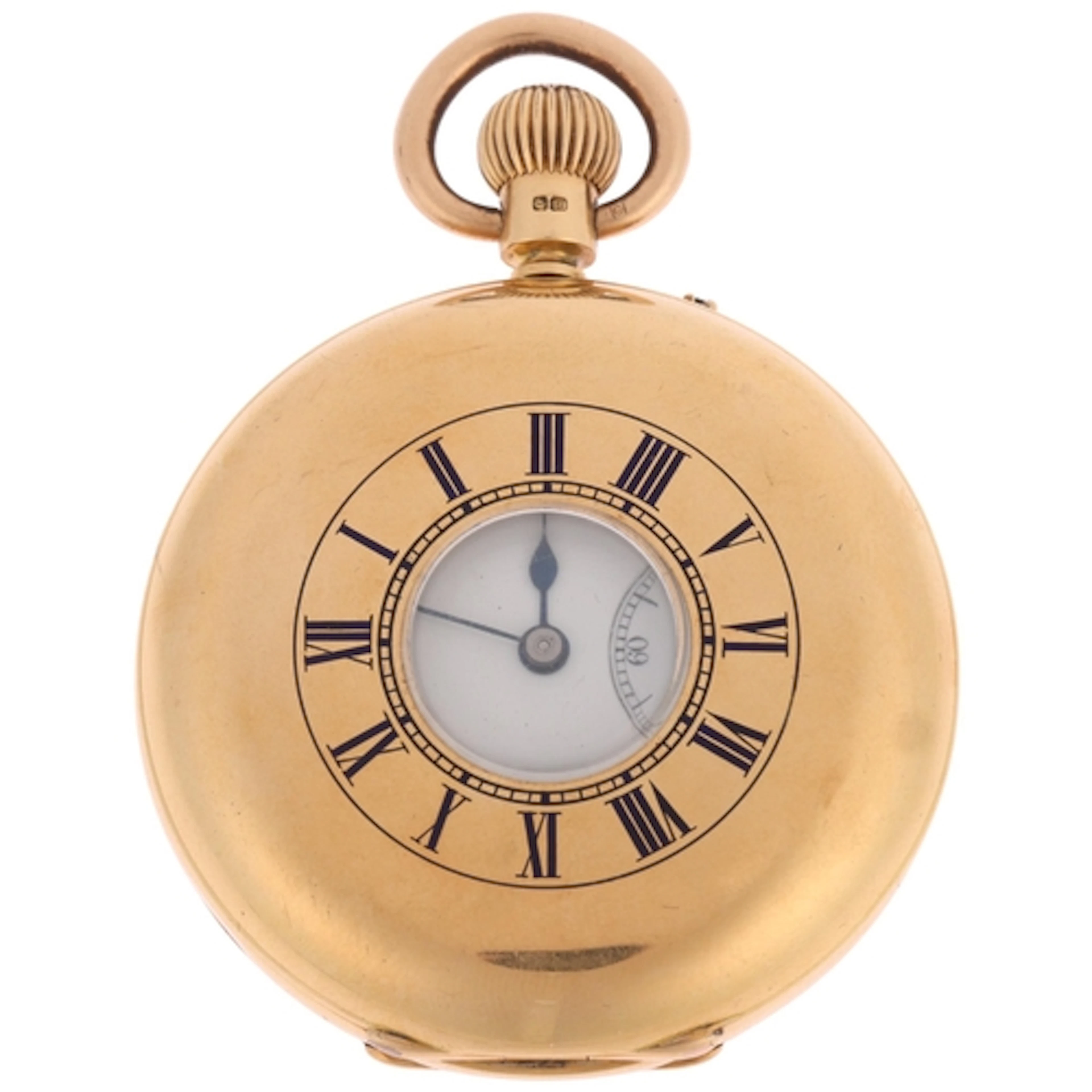 An early 20th century 18ct gold half hunter keyless pocket w...
