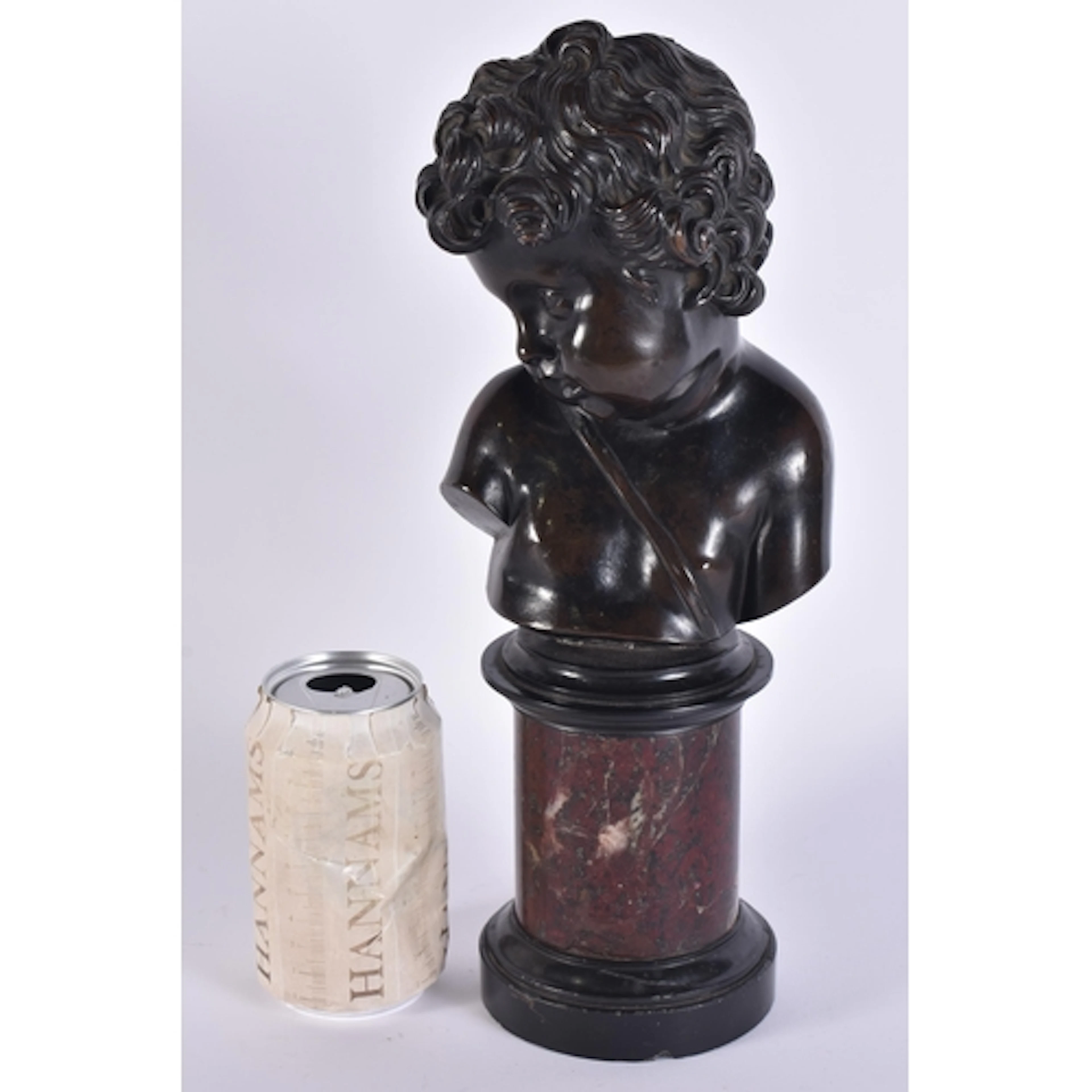 A LARGE 18TH/19TH CENTURY FRENCH BRONZE PUTTI BUST modelled ...