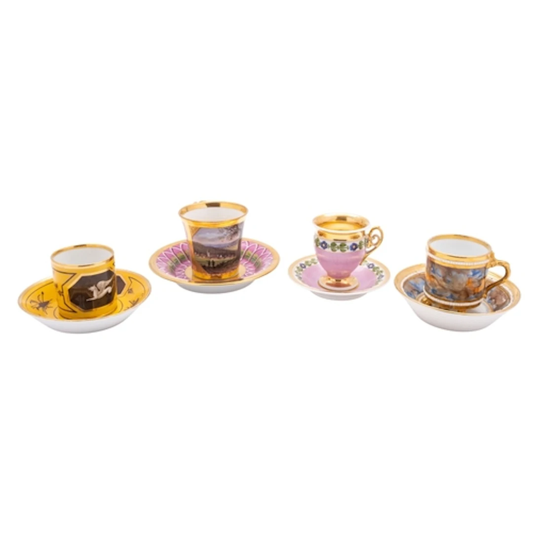 An early 19th century Vienna topographical cabinet cup and s...