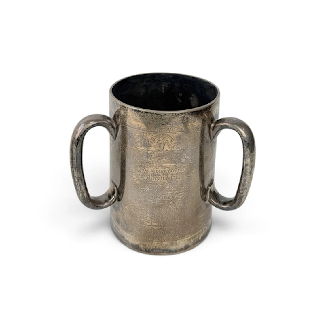 A VICTORIAN SILVER TYG (THREE HANDLE CUP) FOR THE ROYAL ALBE...