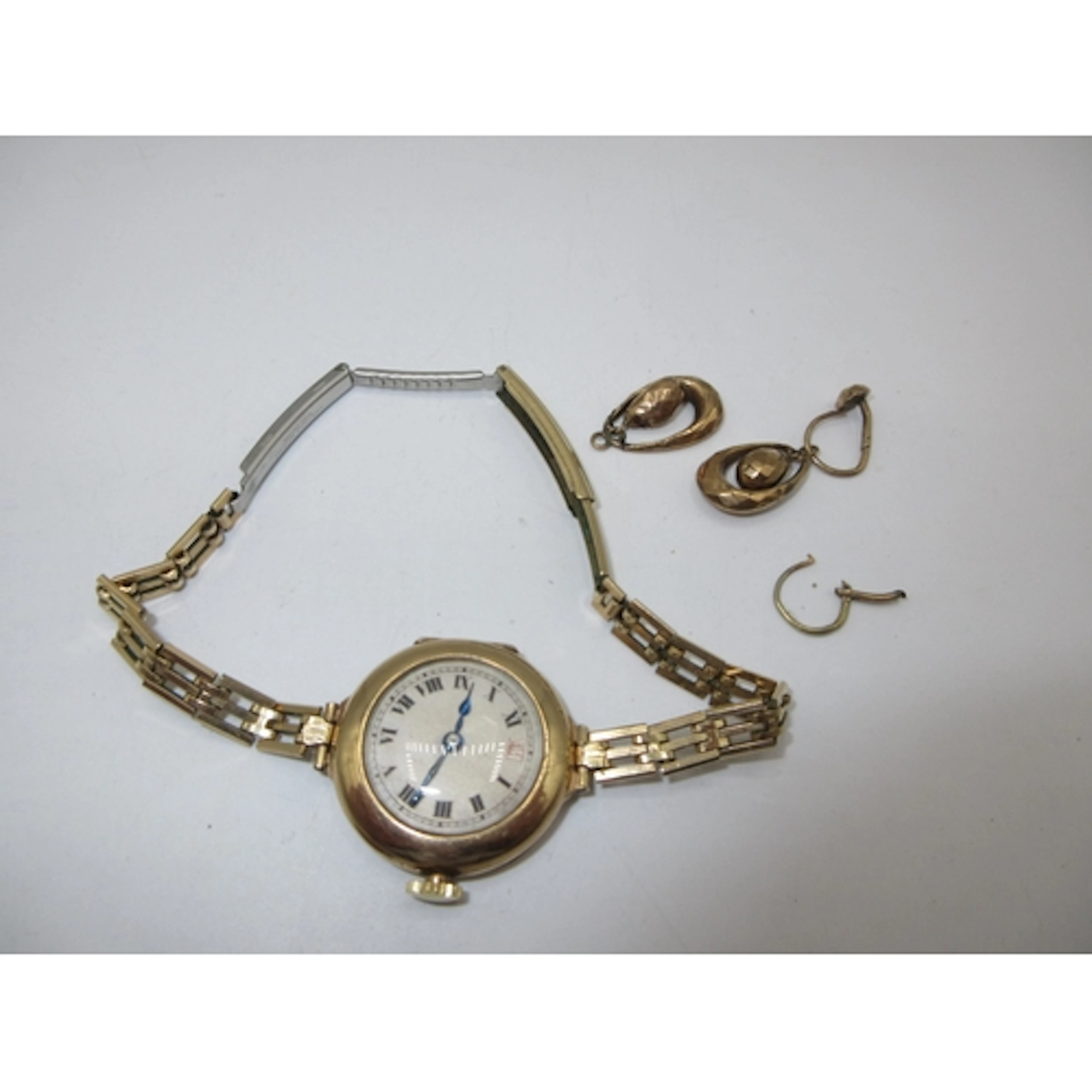 Ladies 9ct Gold Watch on a Plated Strap, along with a Pair o...