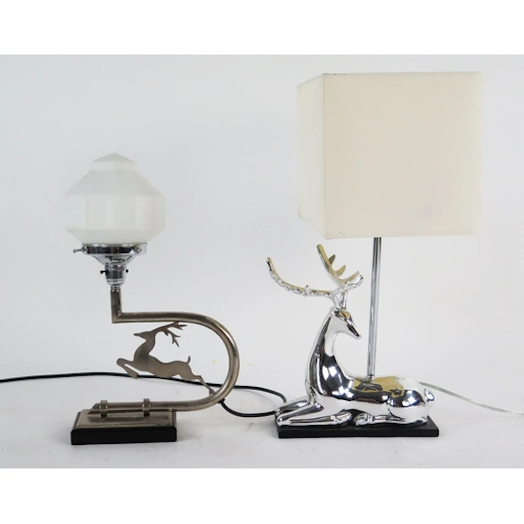 An Art Deco period chrome table lamp, the U-shaped stand wit...