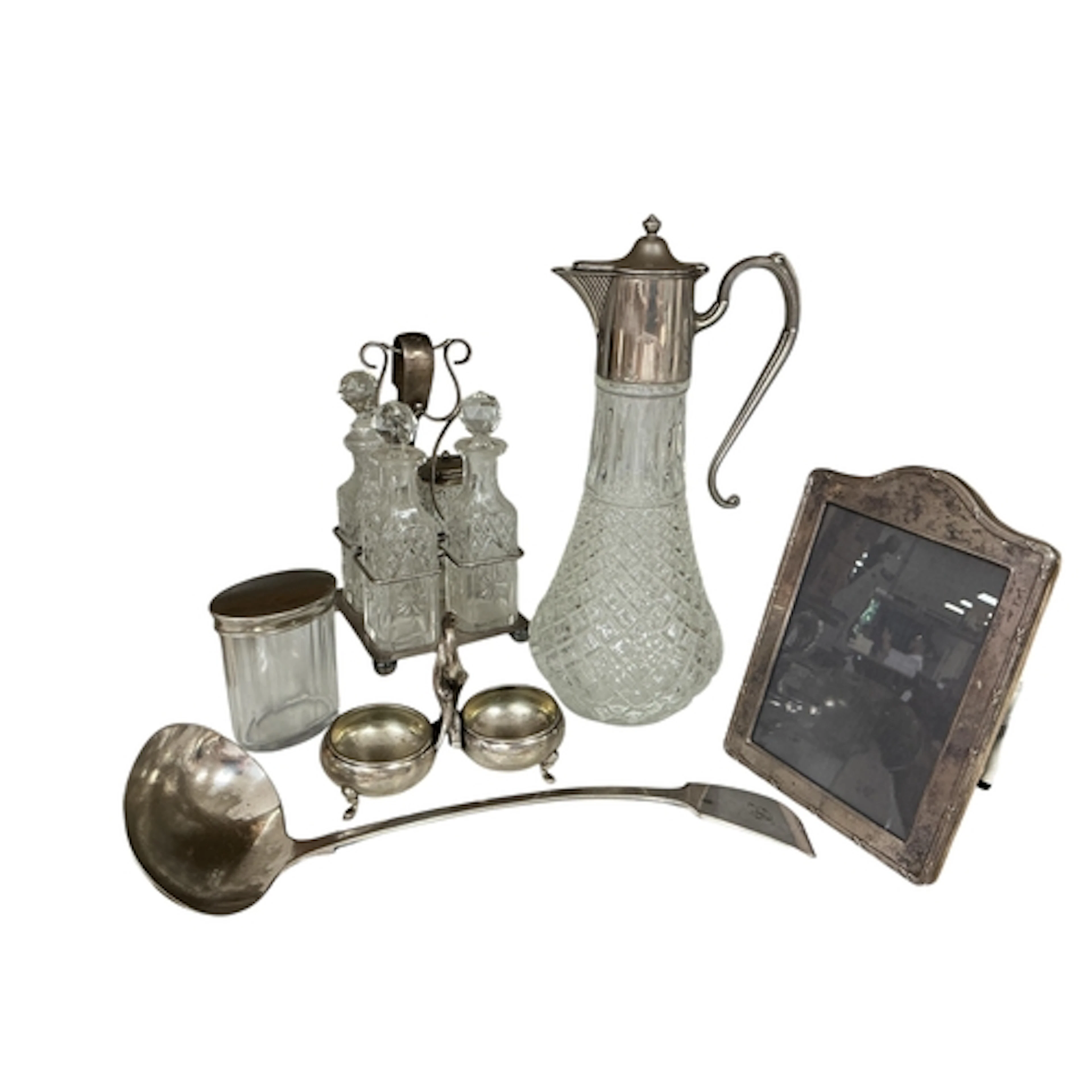 A 19th century white metal double salt with naturalistic bra...