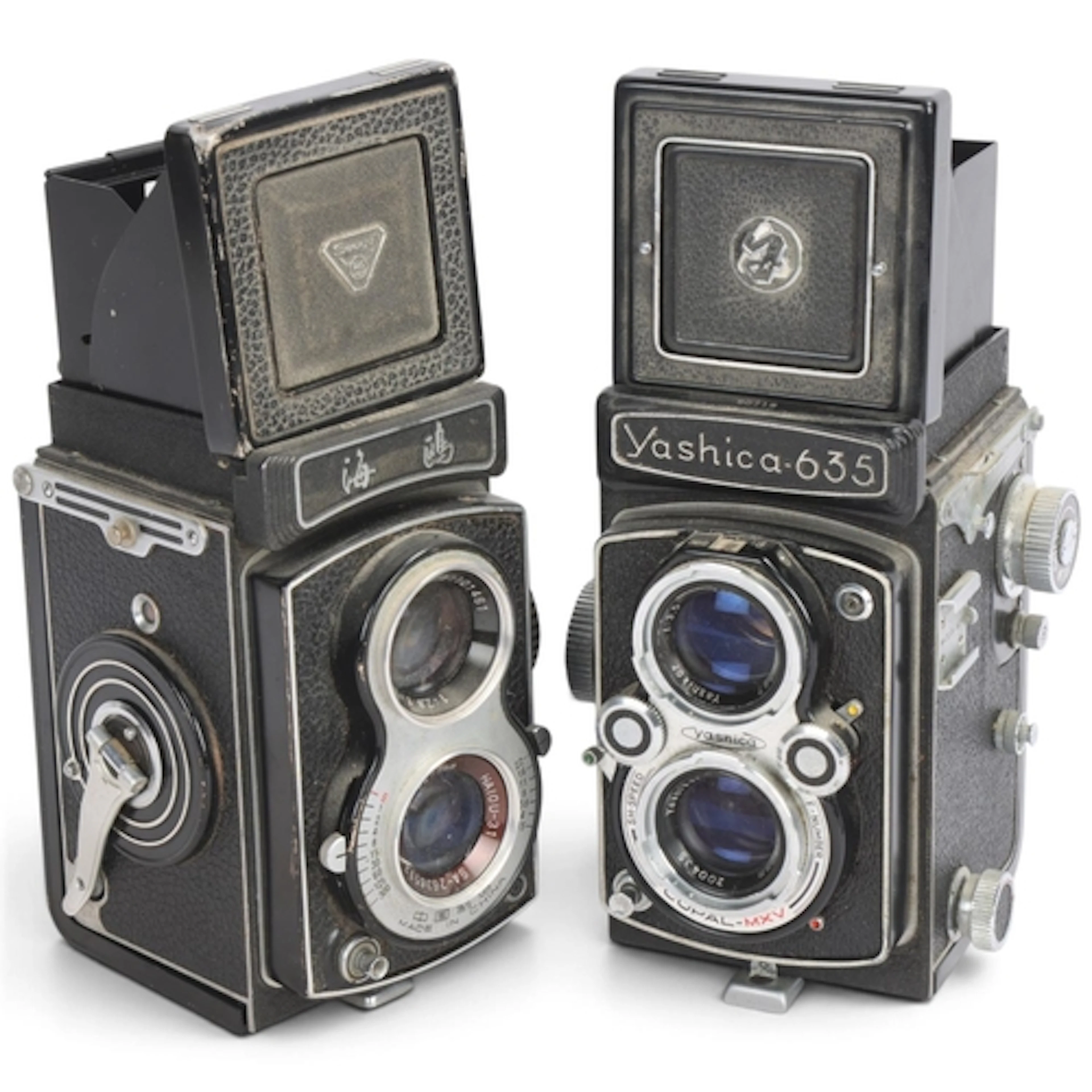A vintage Yashica 635 twin lens reflex camera in leather car...