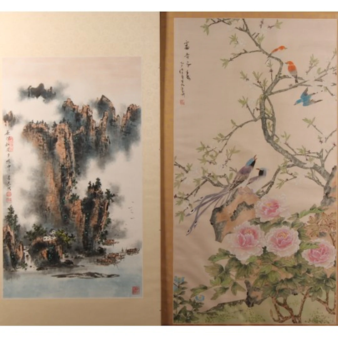 Chinese School, a scroll, ink and colour, painted with mount...