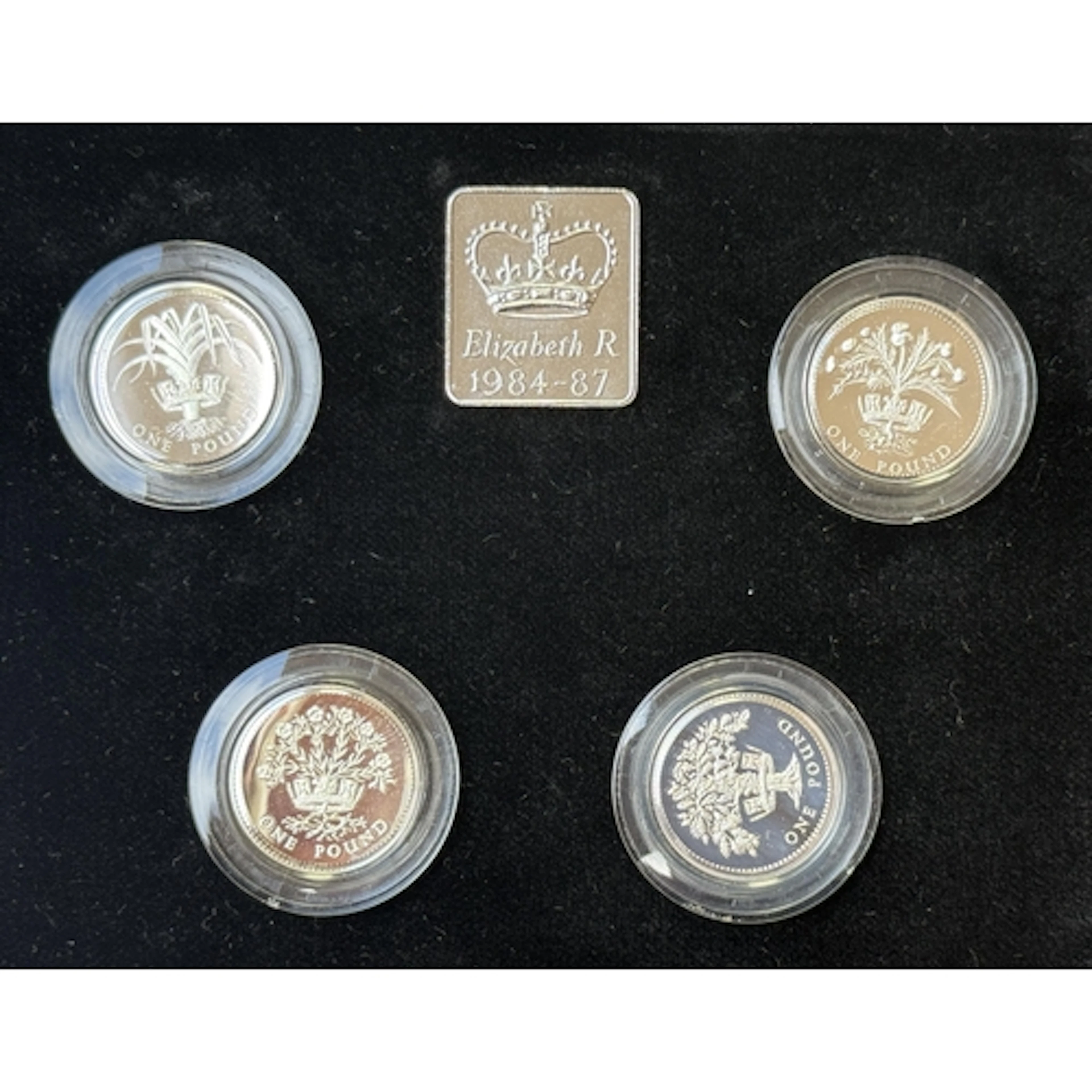 UK 1984-1987 The £1 Silver Proof Piedfort Four-Coin Collecti...