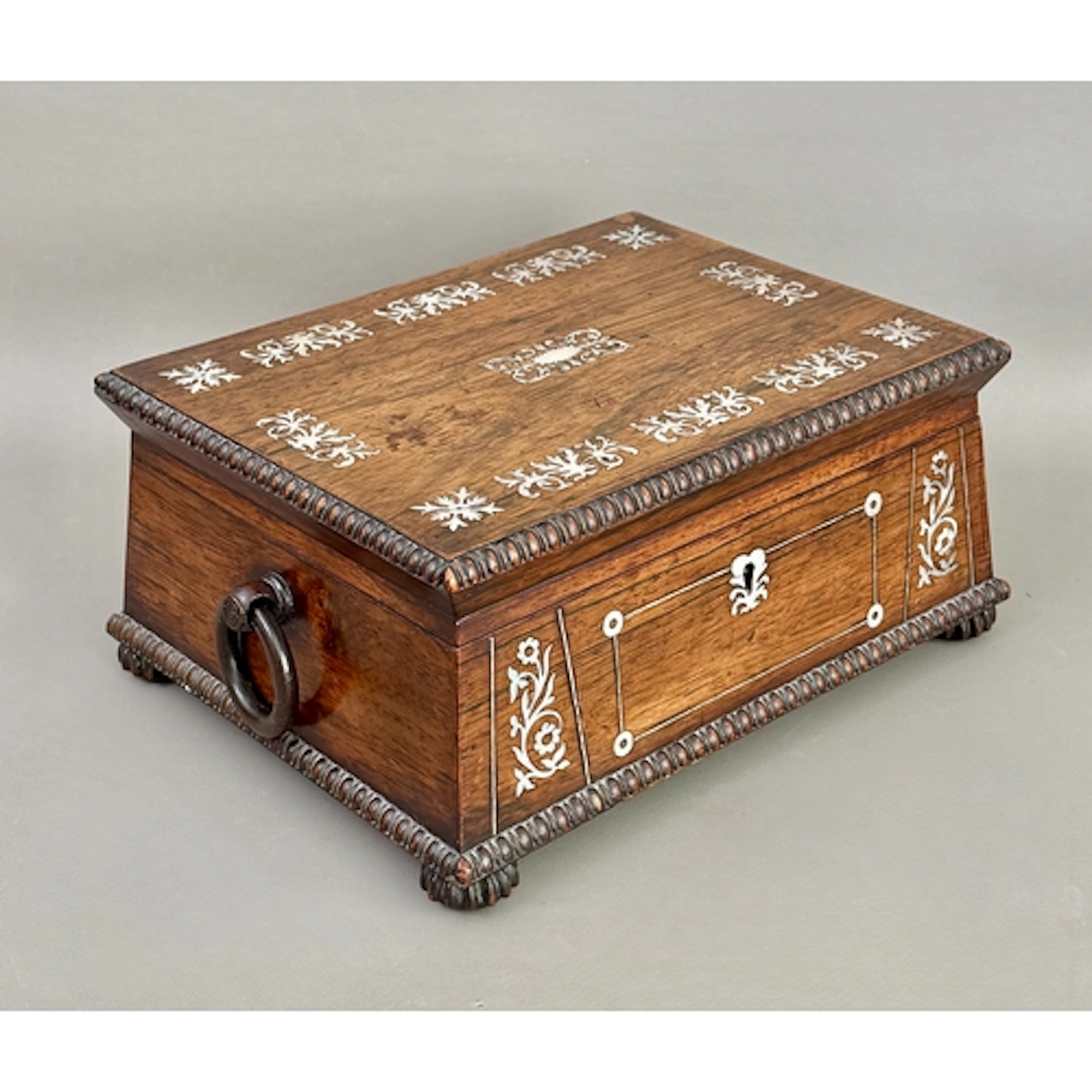 A nineteenth century rosewood and mother of pearl inlay sewi...