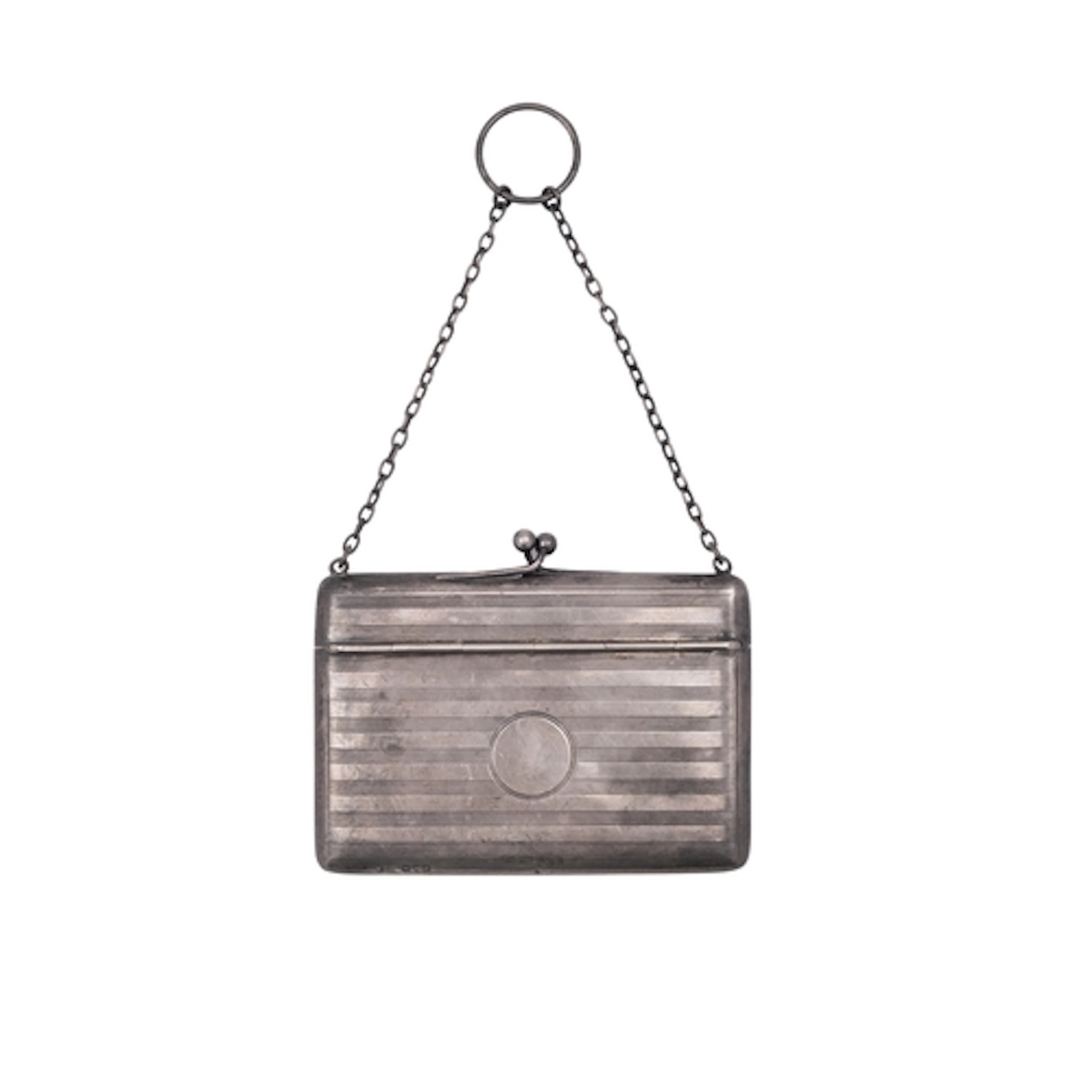 A George V silver card case, of rounded rectangular form, wi...