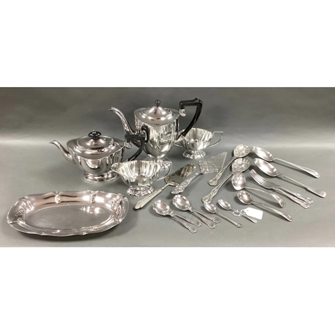 A Collection of Assorted Plated Ware, including tea and coff...