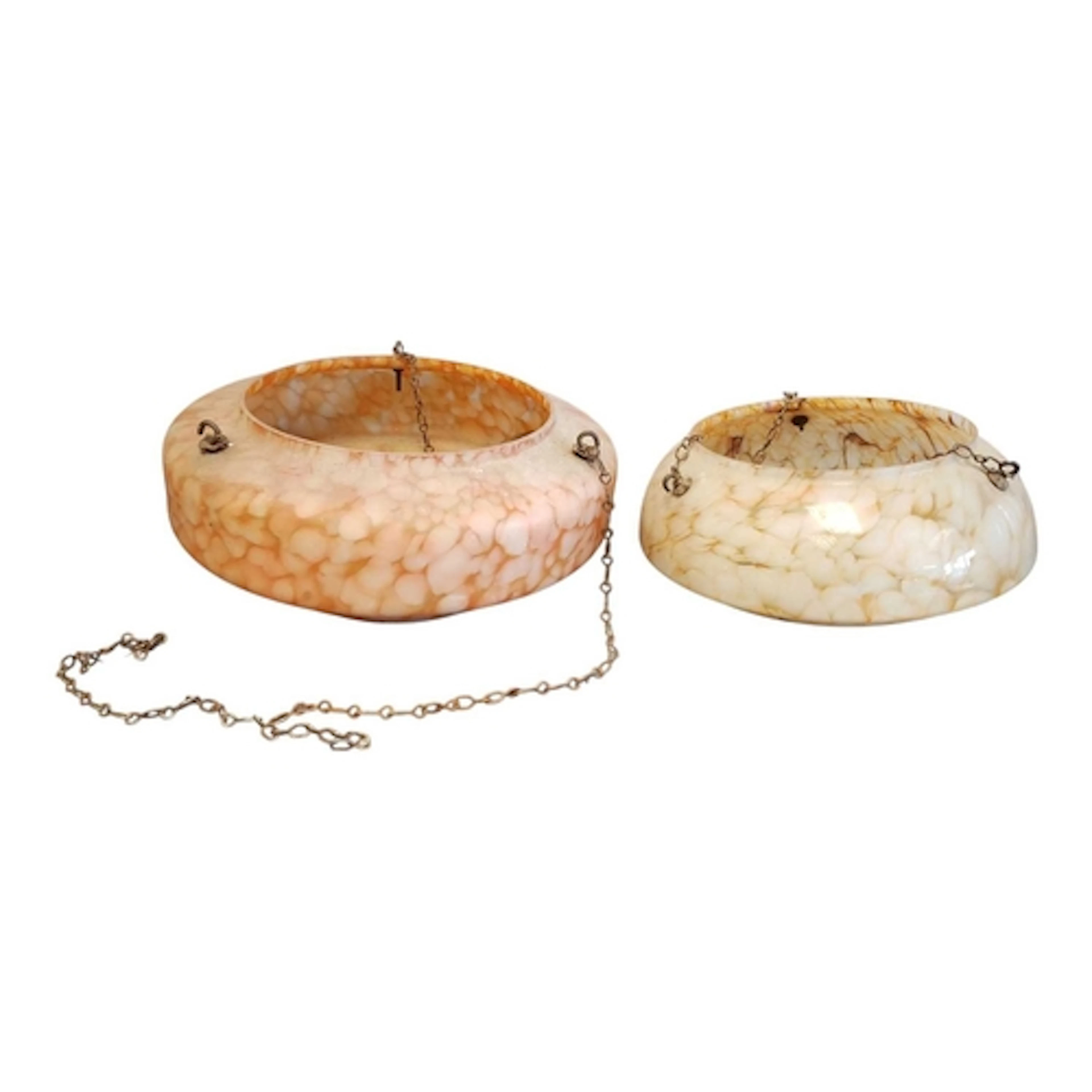 Two 1930s Art Deco glass Tutti Frutti flycatcher ceiling lig...