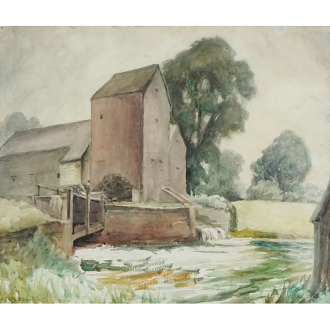 Adelaide Spark - Watermill at Laycock, watercolour, mounted,...