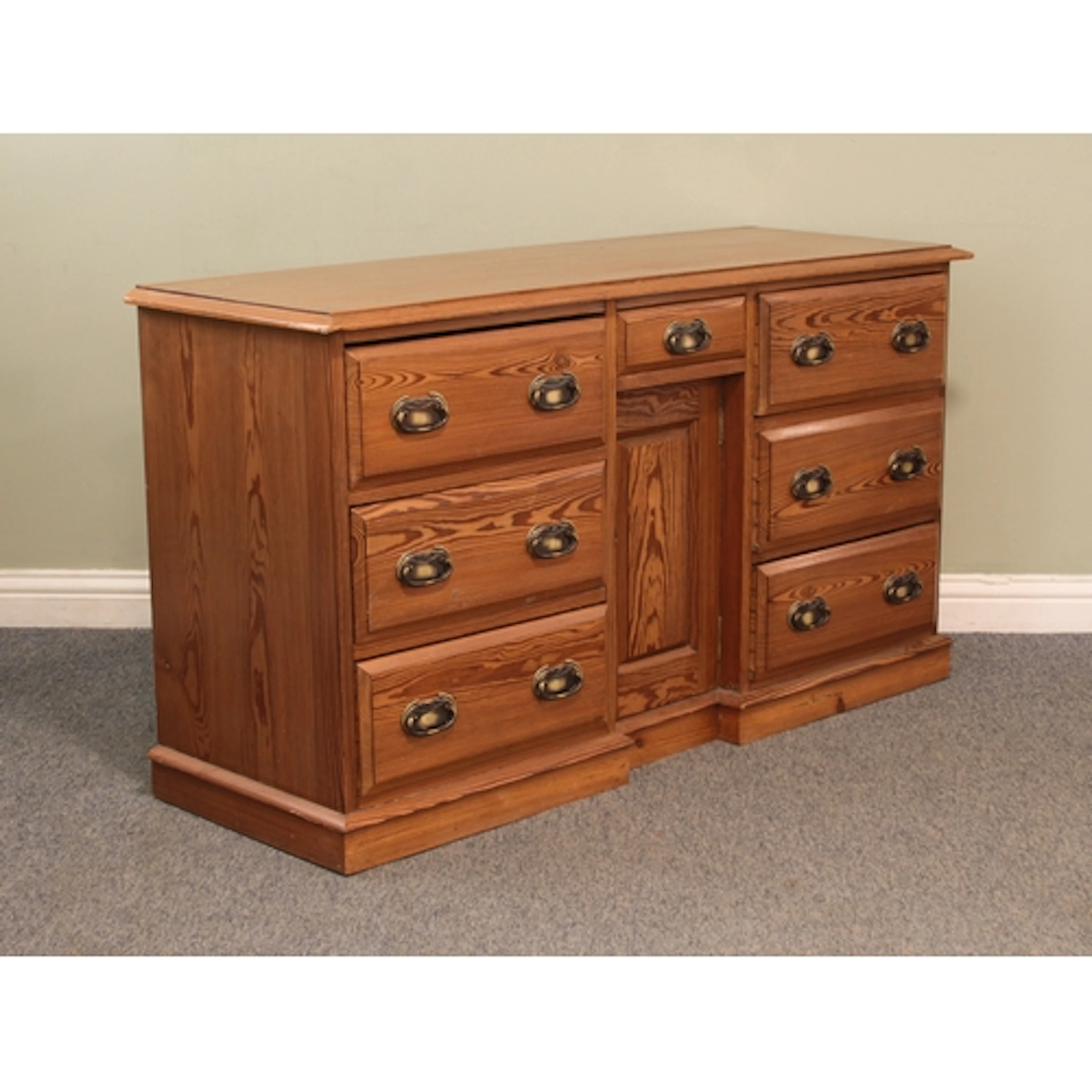 An early 20th century pitch pine dresser base - with an arra...