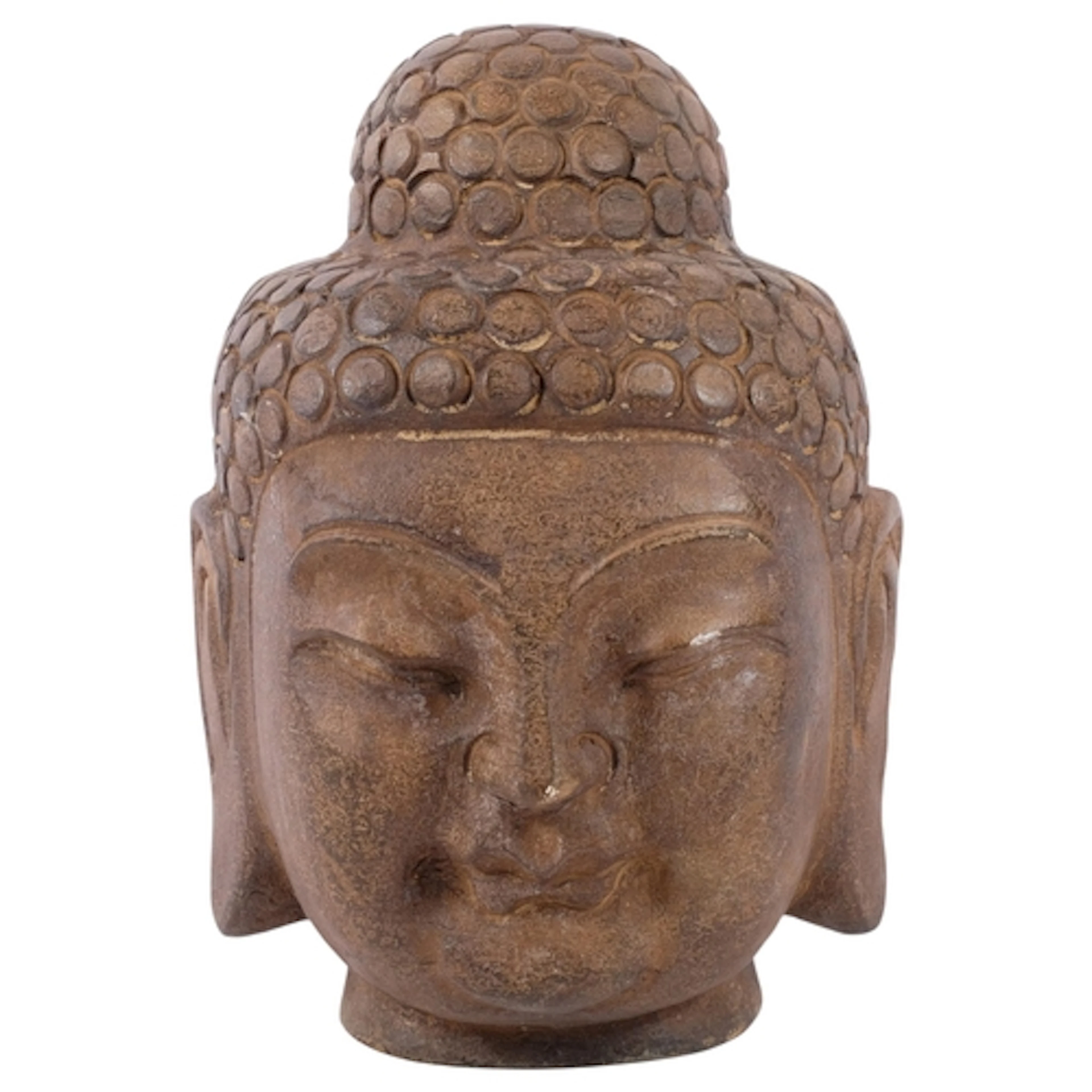 A heavy cast-metal Buddha head study, H27cm
