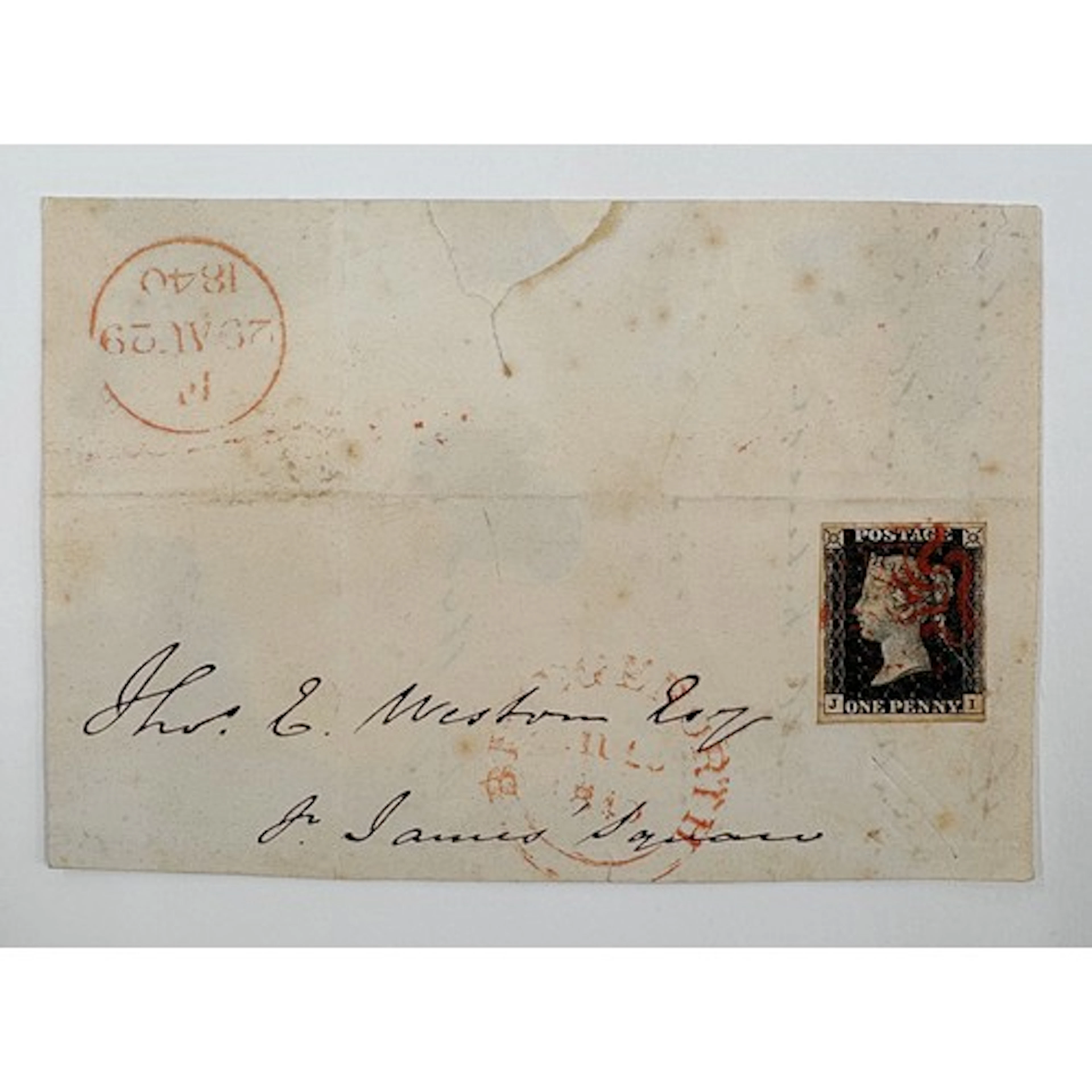 1d black on a front piece only. Bridgenorth 29-08-1840. A 4 ...