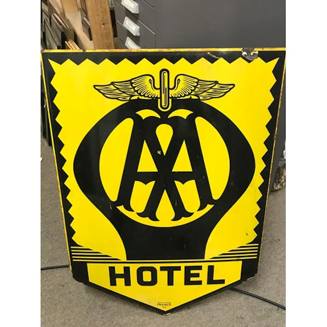 Large Vintage AA Hotel Sign. 56x78cm