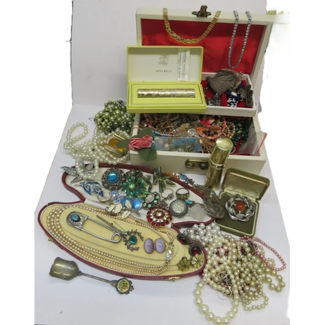 Two boxes containing a quantity of miscellaneous costume jew...