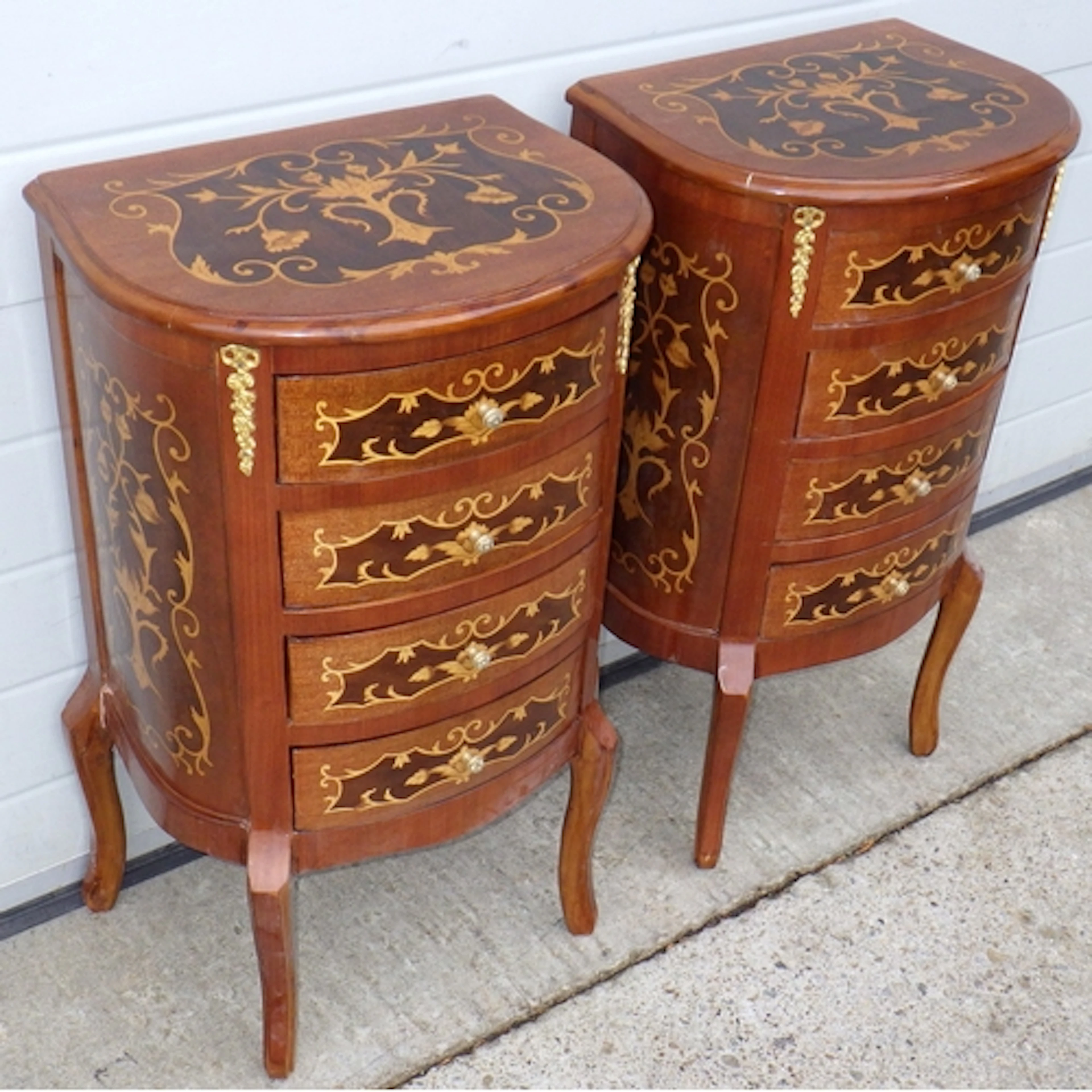 A pair inlaid bedside chests